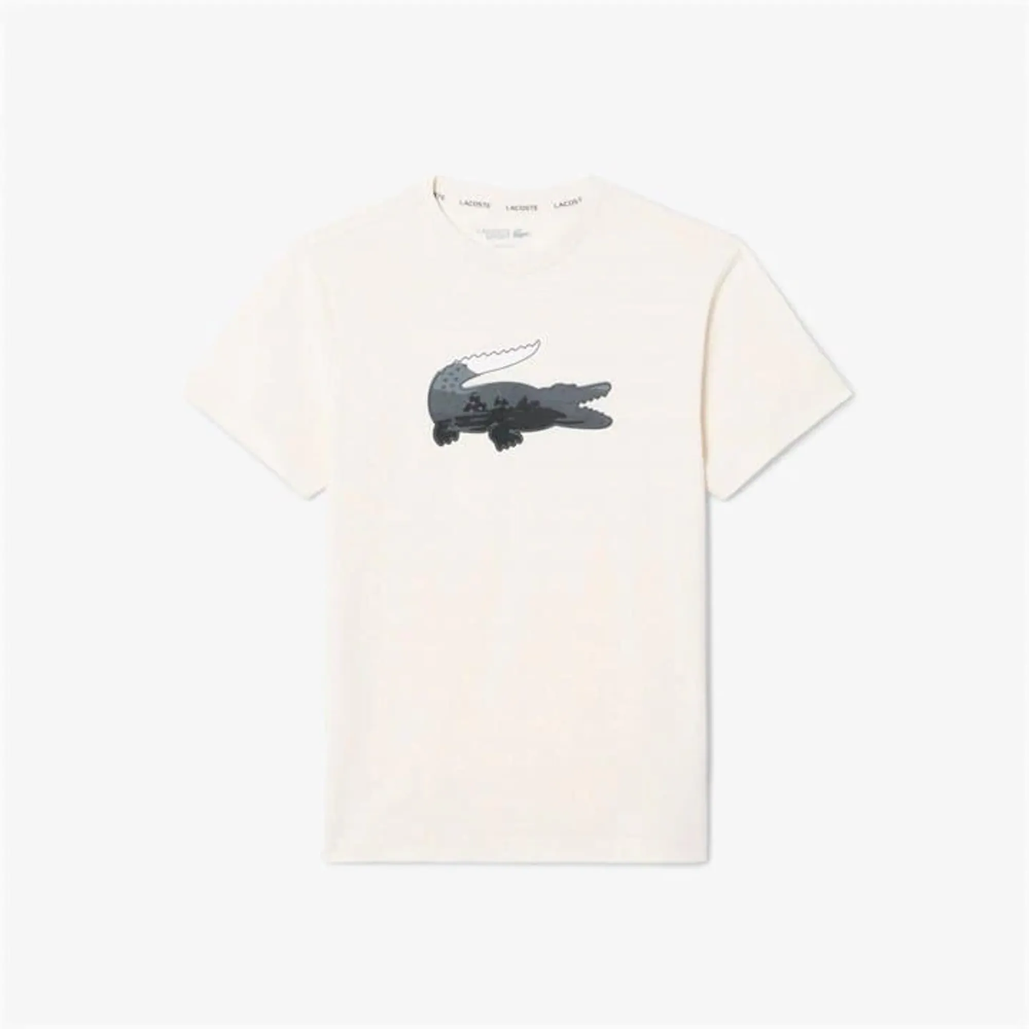 Lacoste Sport Ultra Dry Landscape Crocodile T-shirt - Ecru White