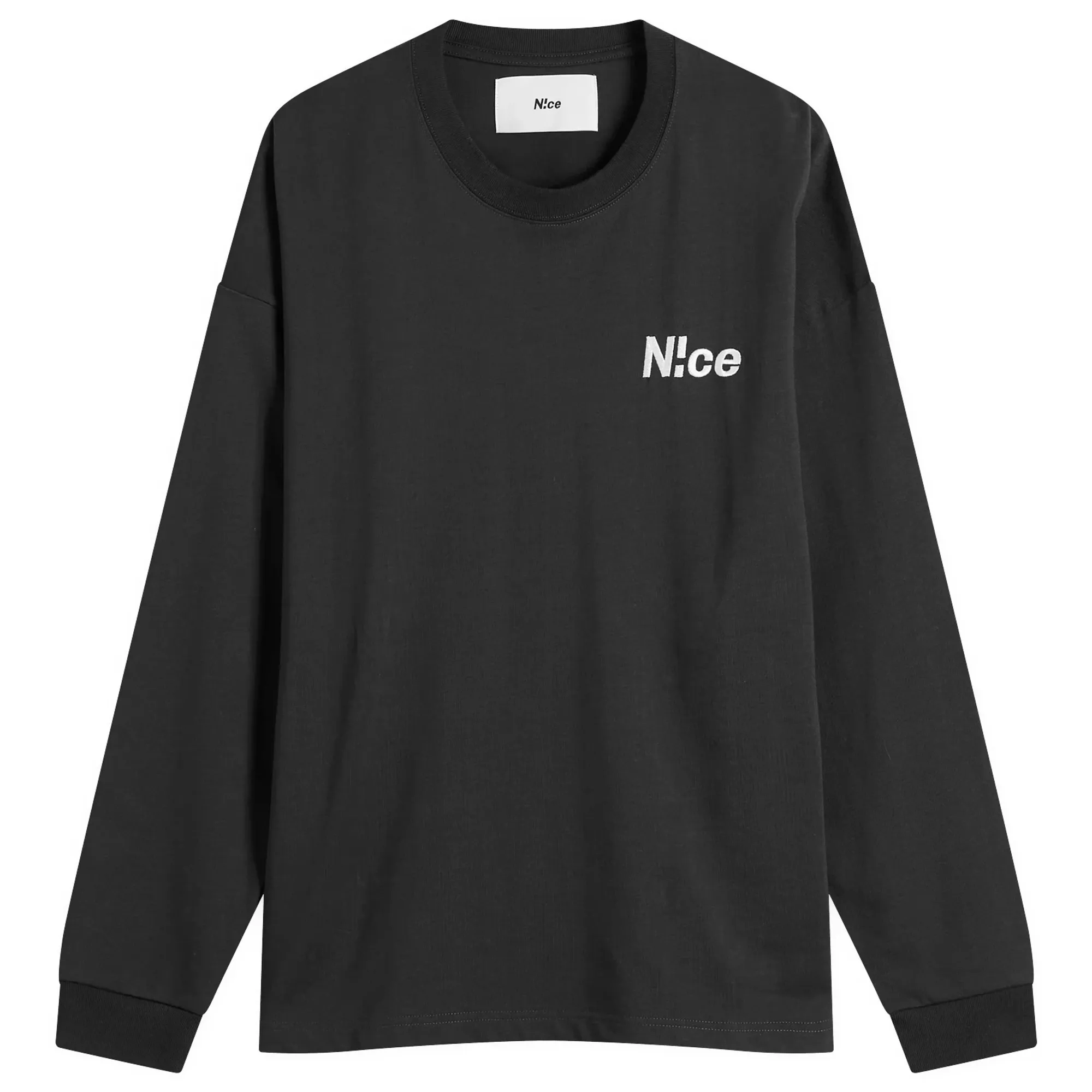 N!CE Men's Logo Long Sleeve T-Shirt Charcoal Grey