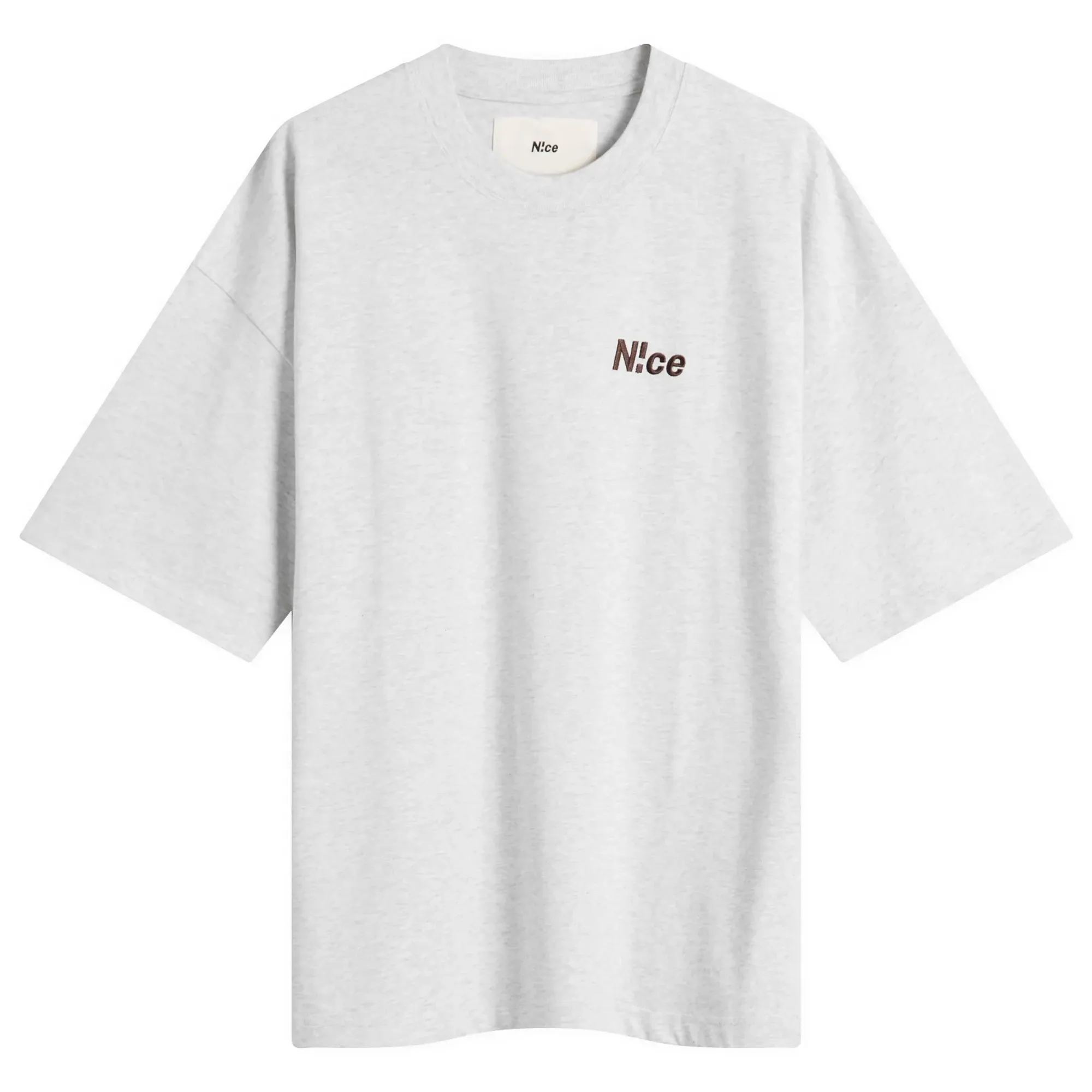 N!CE Men's Embroidered Logo T-Shirt Grey
