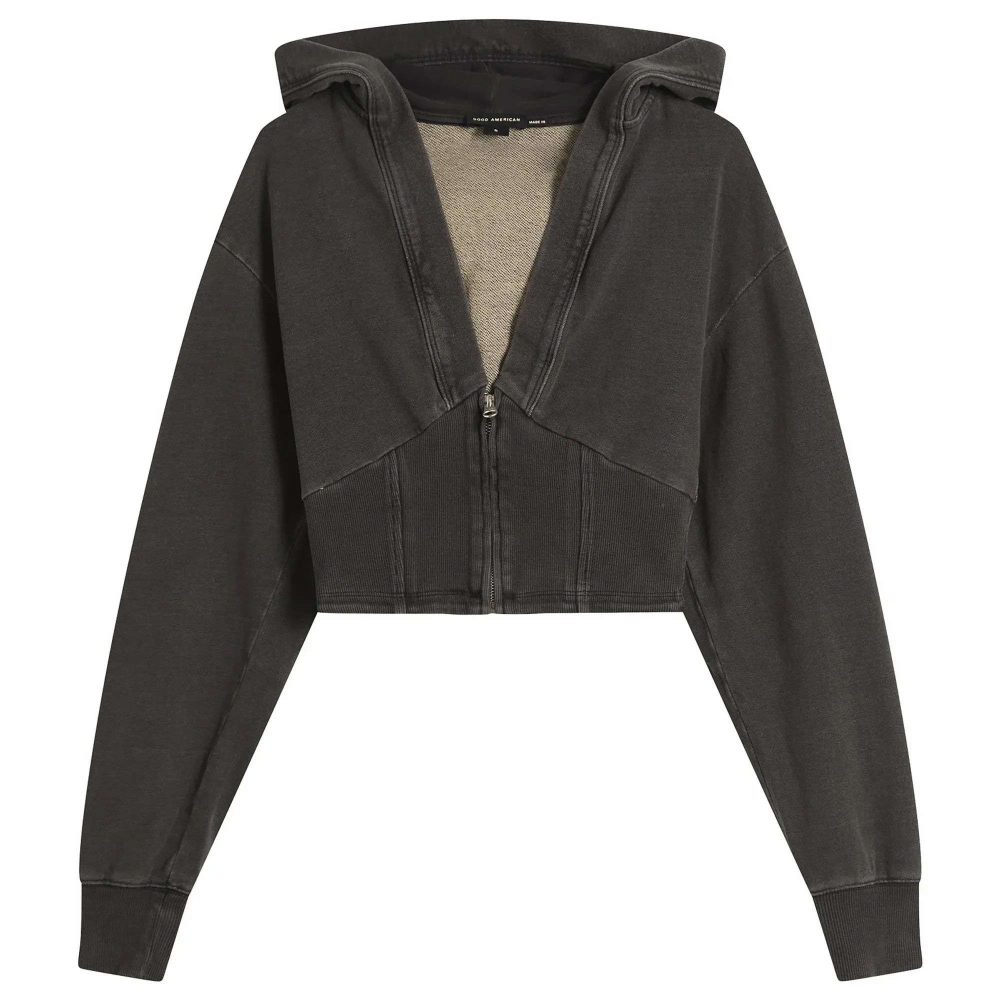 Good American Women's Jeanius Zip Up Hoodie Black