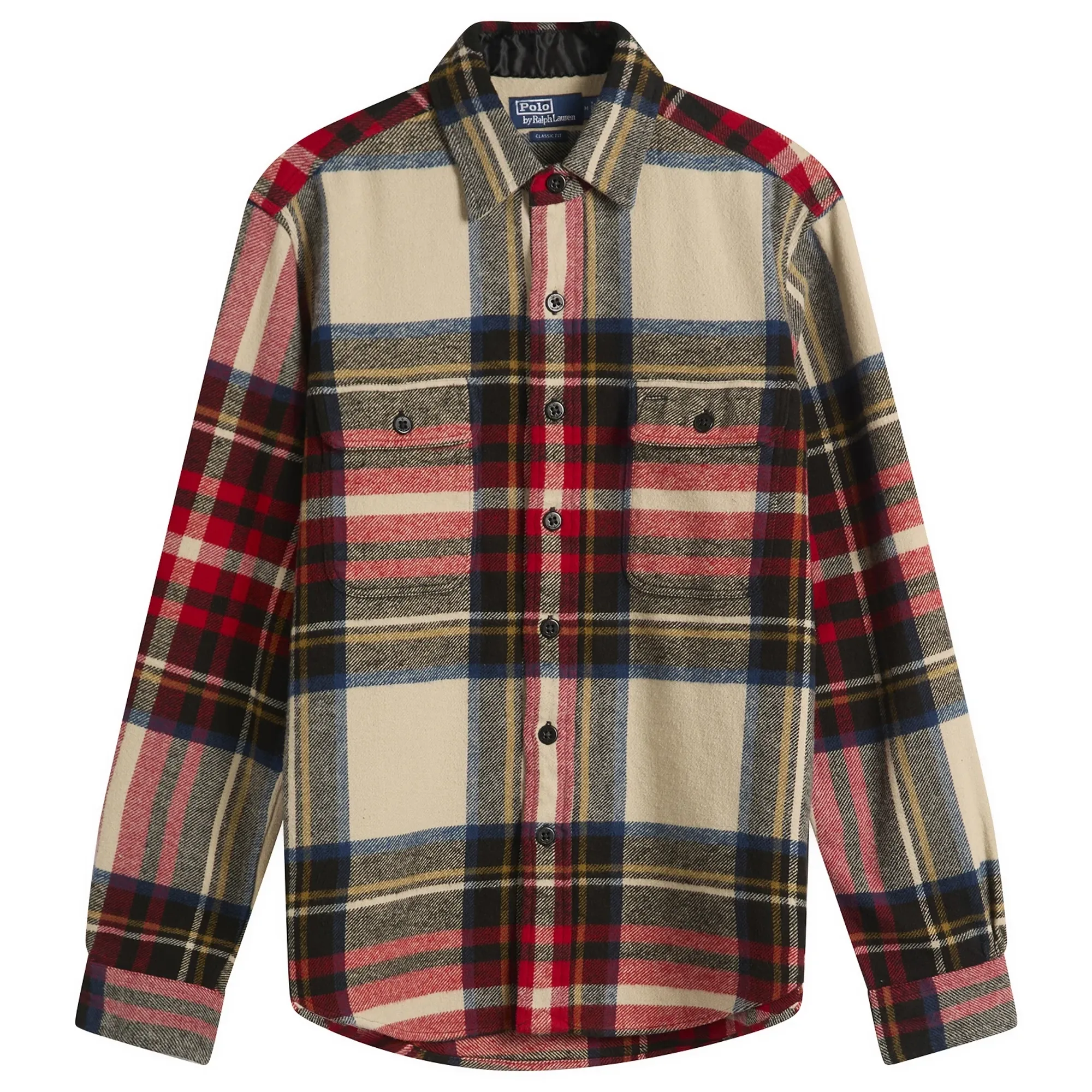 Polo Ralph Lauren Men's Flannel Check Overshirt Cream Red Multi
