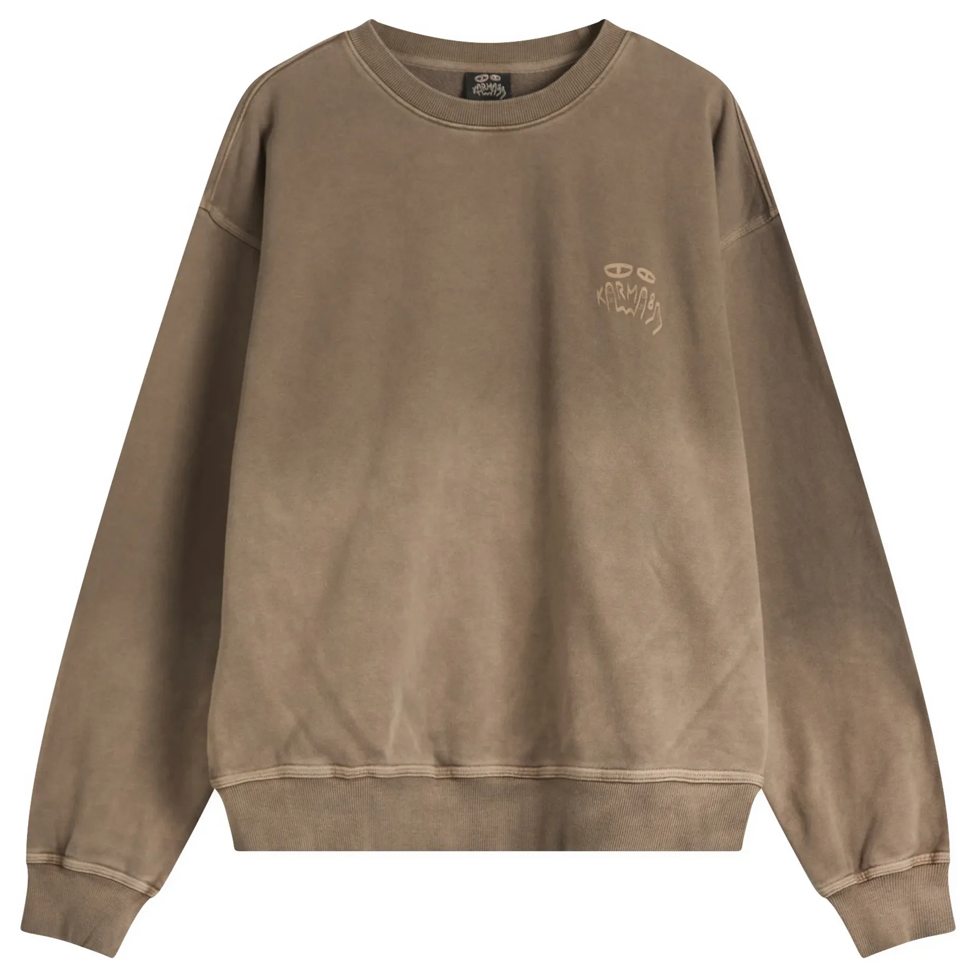 Karma8a Men's Washed Crewneck Sweatshirt Brown