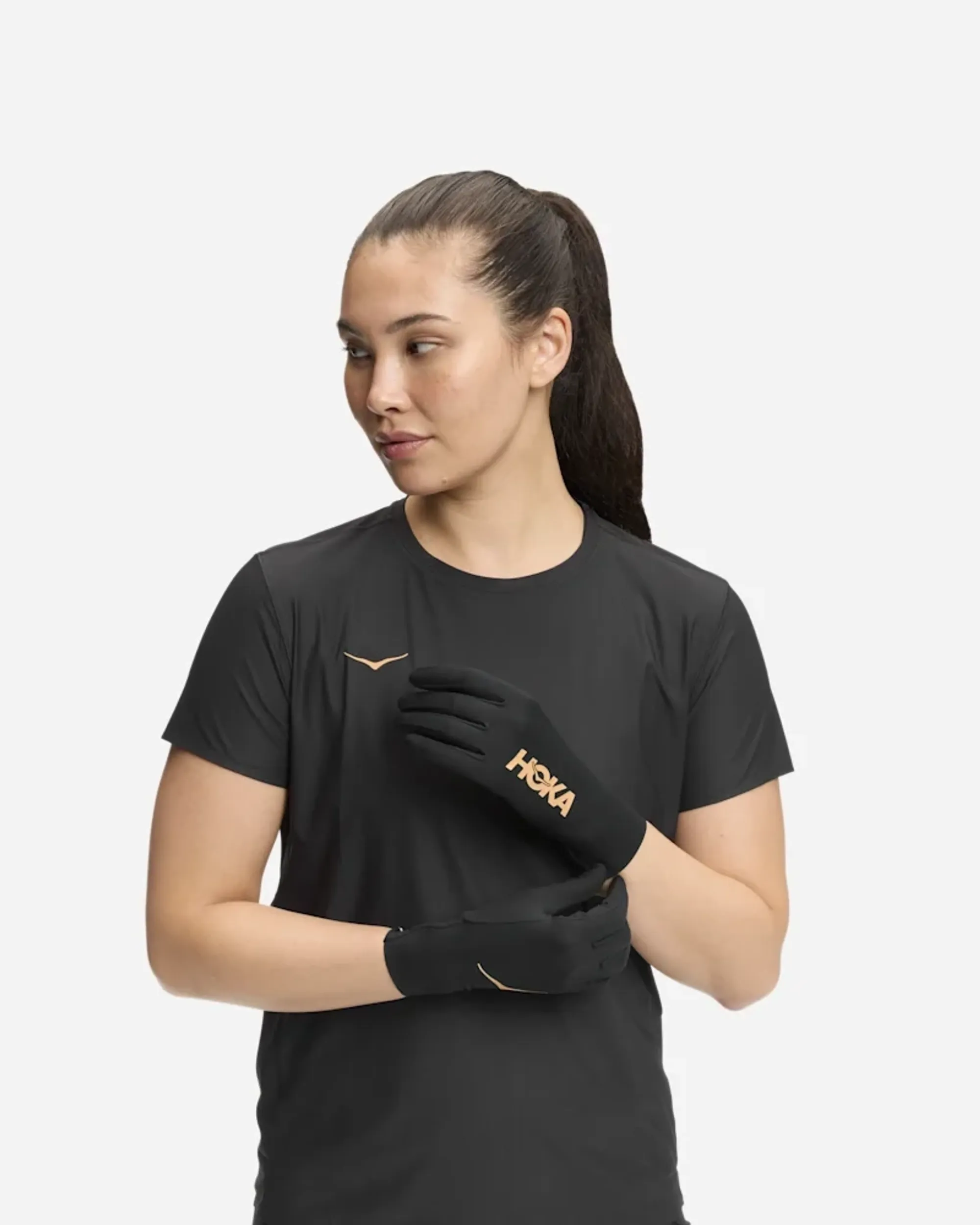 Hoka Airolite Run Gloves In Black/Gold