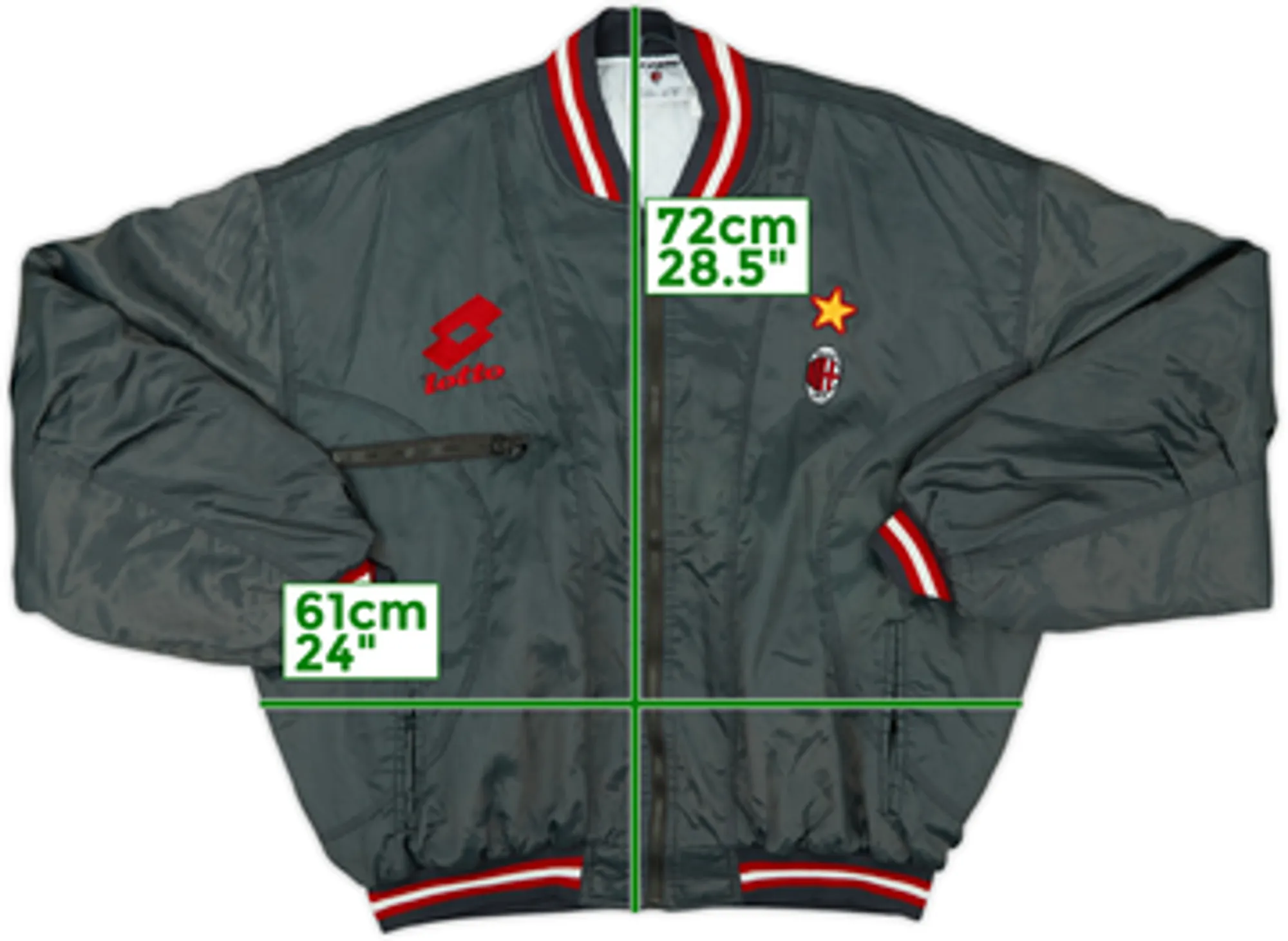 1995-96 AC Milan Lotto Padded Bomber Jacket - 8/10 - (L)
