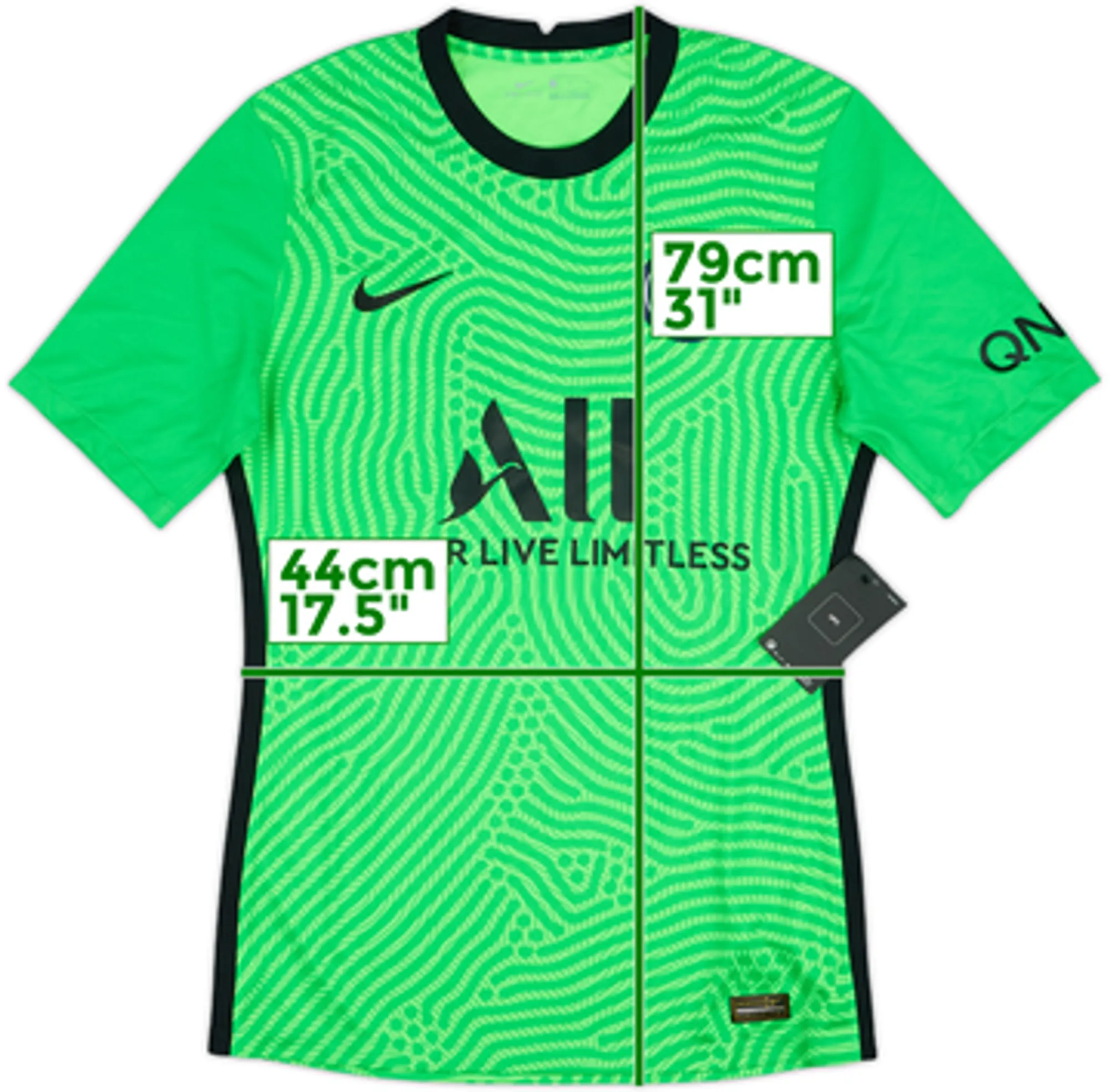 Nike Paris Saint Germain Mens SS Goalkeeper Player Issue Home Shirt 2020/21