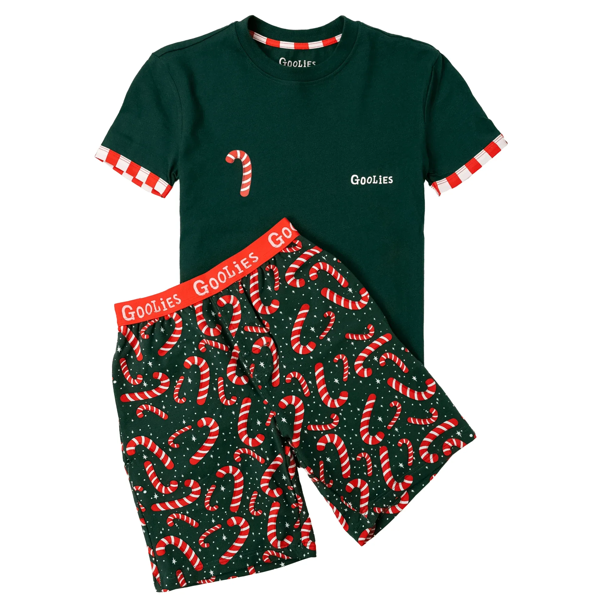 Goolies (Kids) Short Pyjamas - Candy Canes - Shorts & T-Shirt