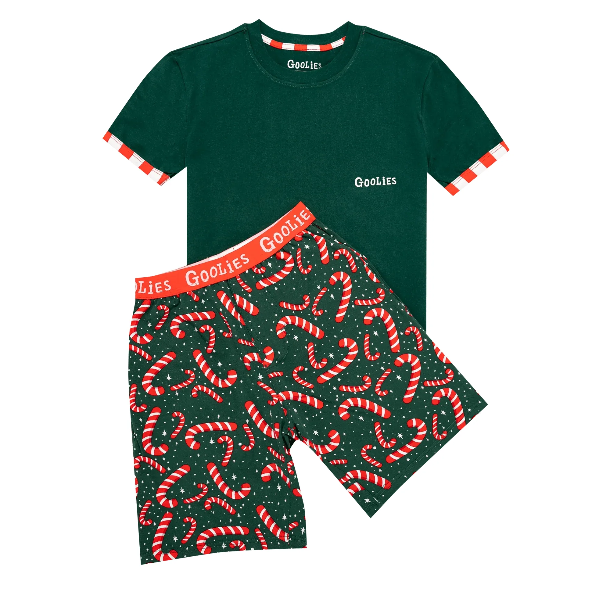 Goolies (Kids) Short Pyjamas - Candy Canes - Shorts & T-Shirt