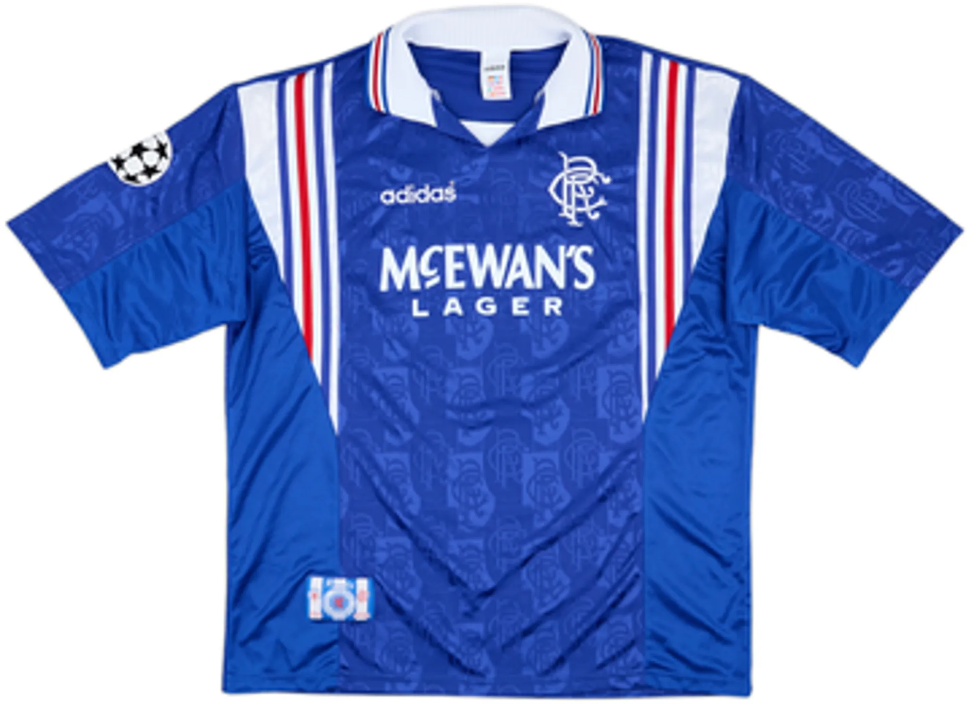 adidas Rangers Mens SS Player Issue Home Champions League Shirt 1996/97