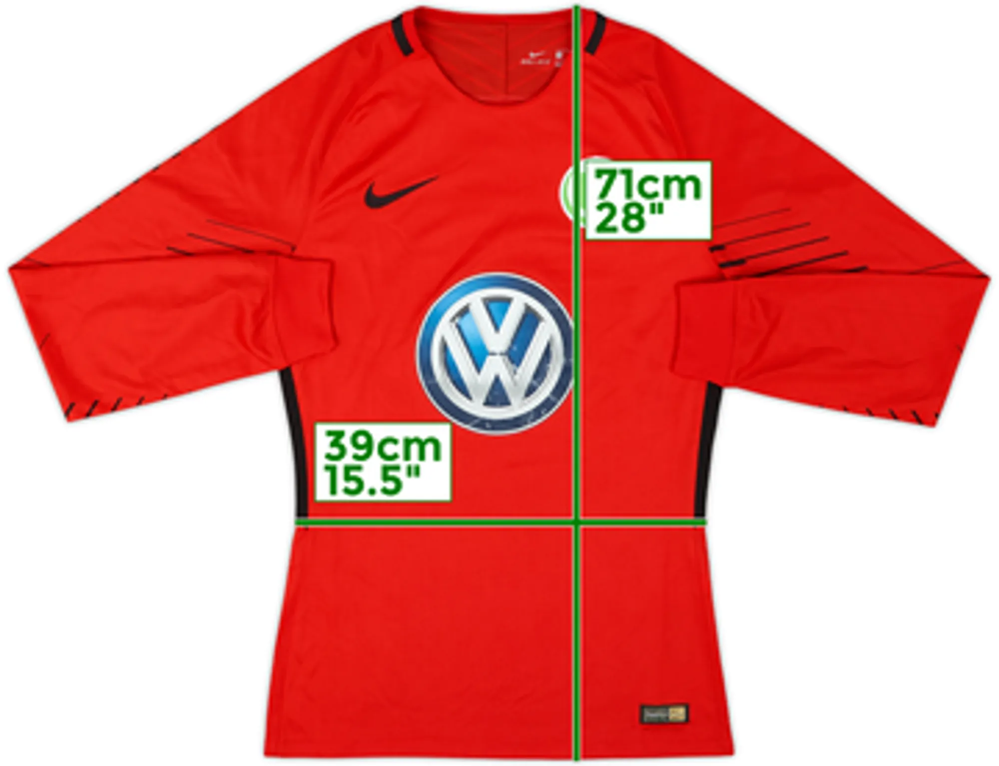 Nike Wolfsburg Mens LS Goalkeeper Player Issue Home Shirt 2017/18