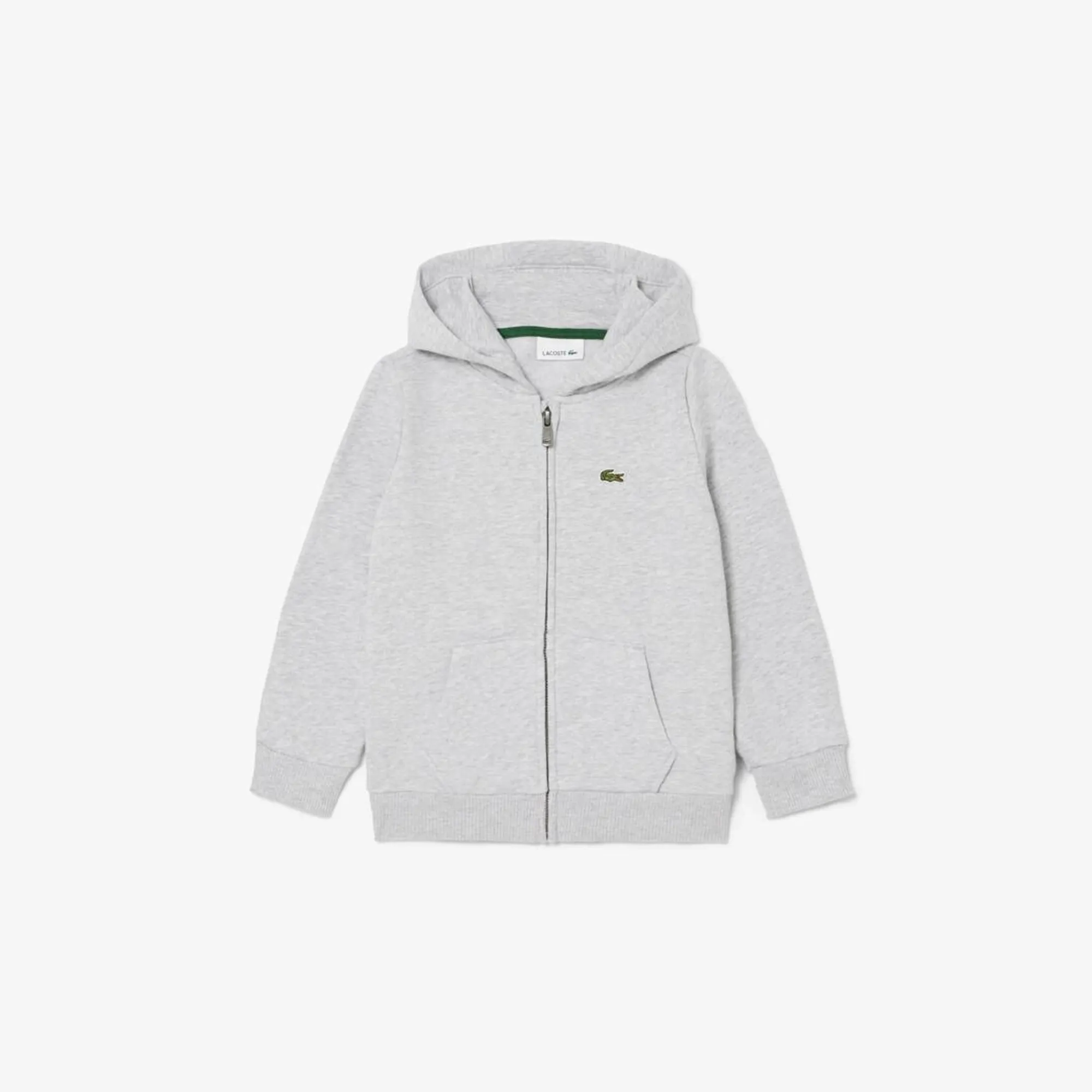 Lacoste Unisex Fleece Zip-Up Hoodie - Light Heathered Grey