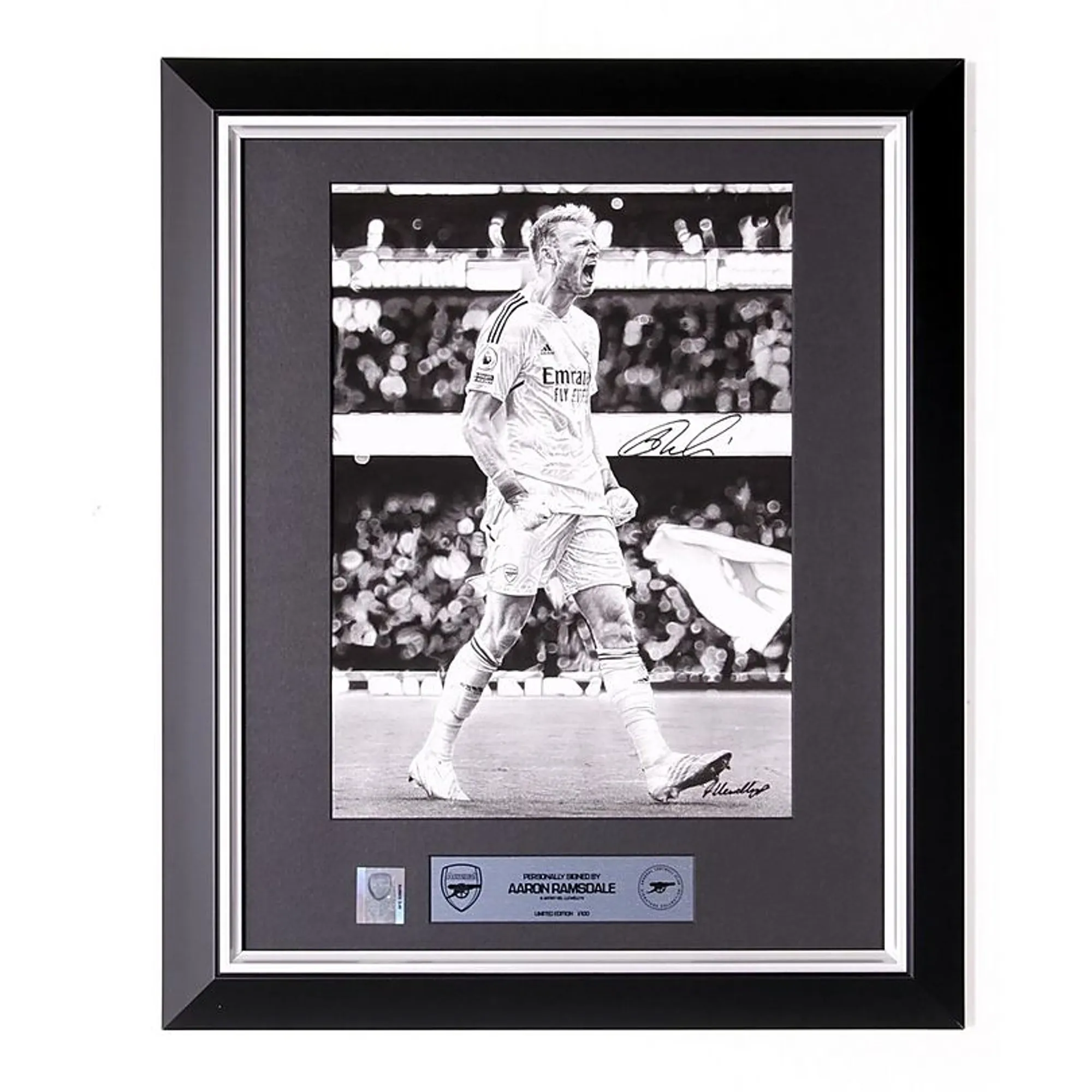 Arsenal Framed Limited Edition Signed Ramsdale Drawing, Multicolor