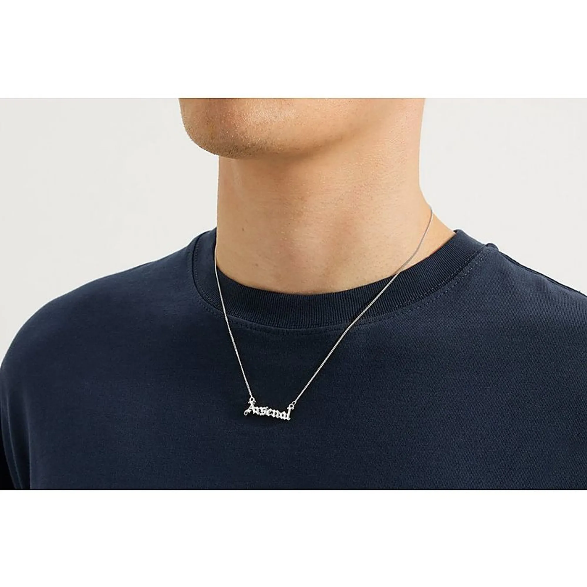 Arsenal Silver Gothic Text Necklace, Multicolor