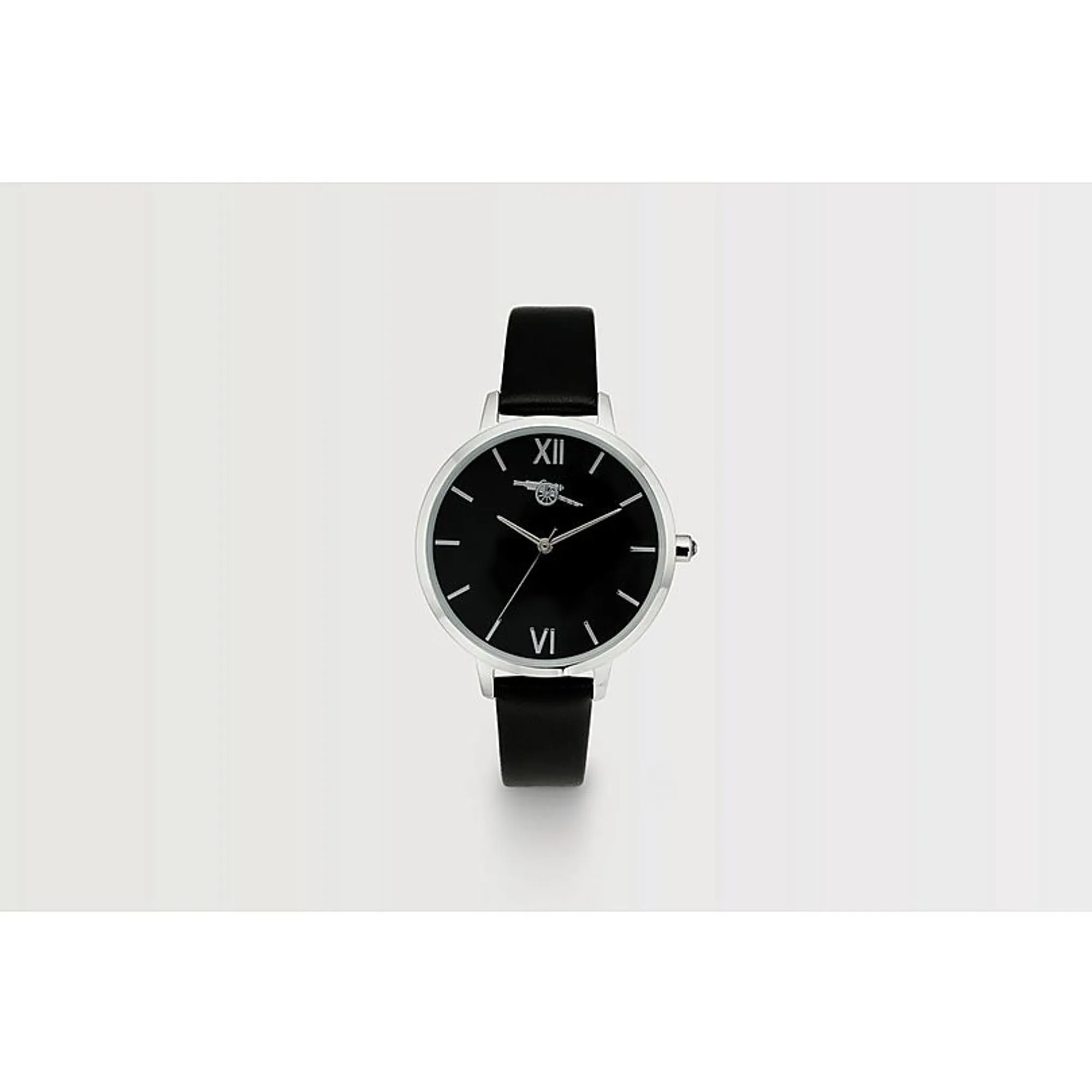 Arsenal Silver Retro Cannon Leather Strap Watch, Multicolor