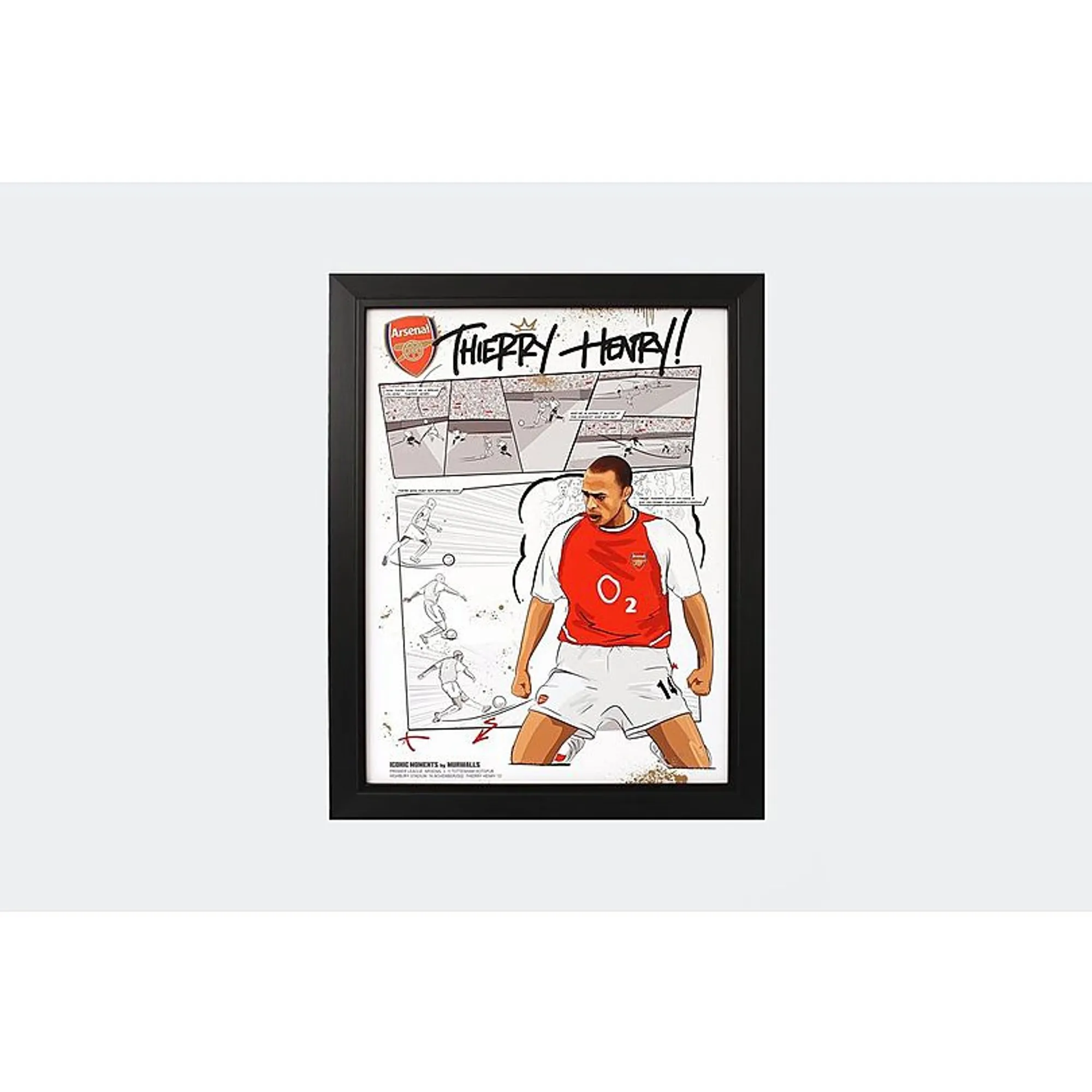 Arsenal Dennis Bergkamp Framed Comic Strip, Multicolor