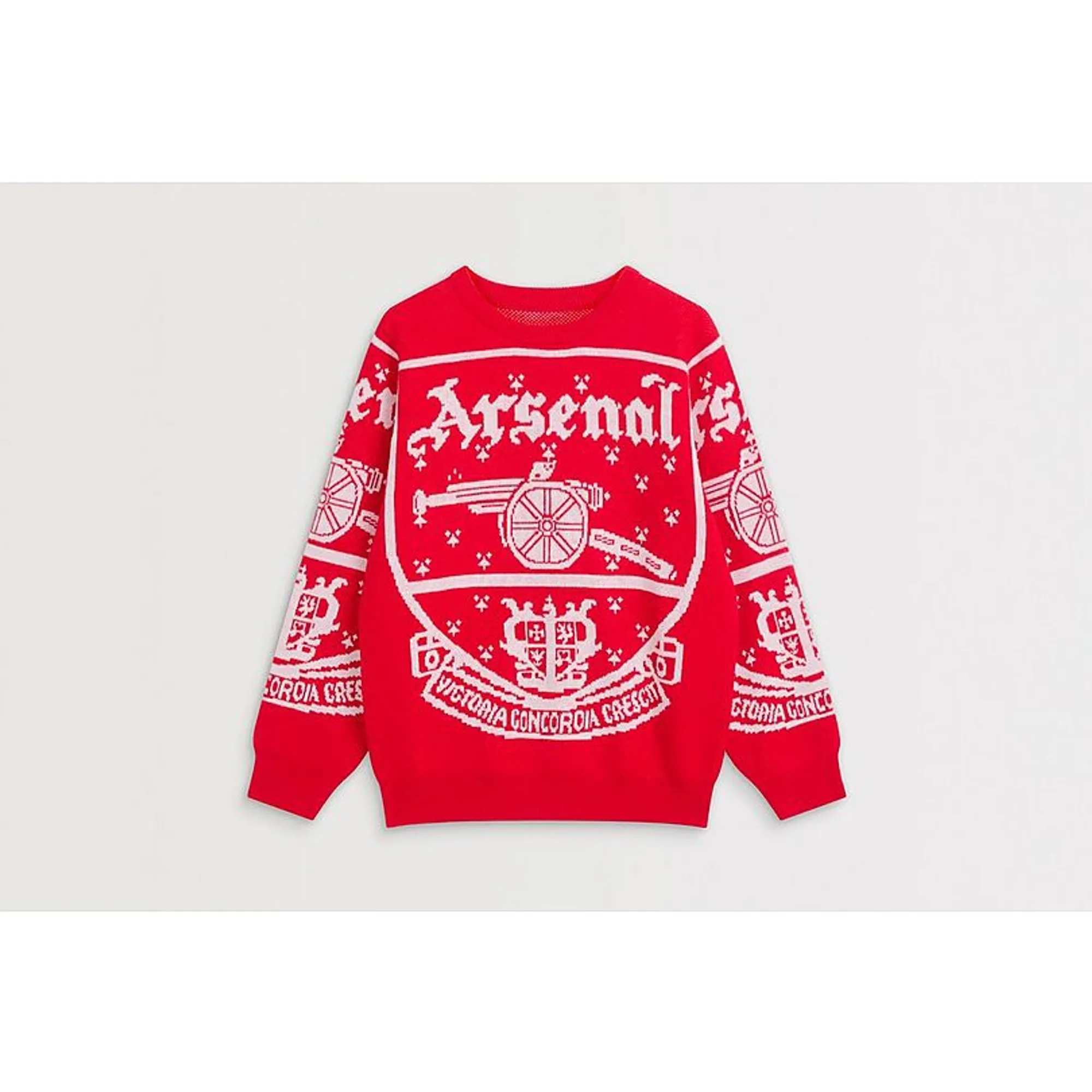Arsenal Kids Crest Christmas Jumper, Red