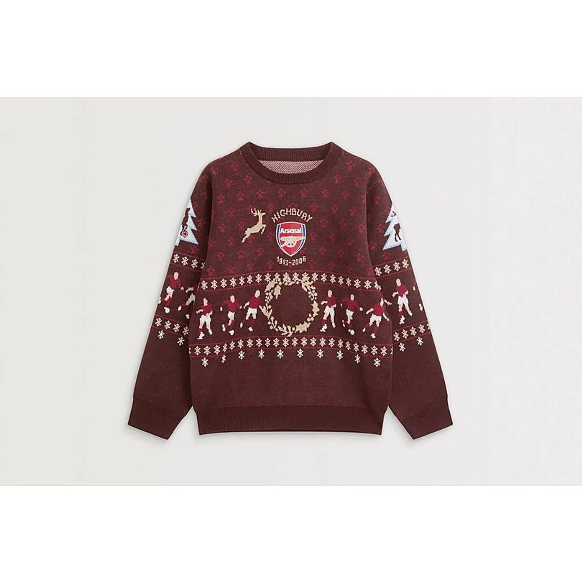 Arsenal Kids Highbury Christmas Jumper, Red