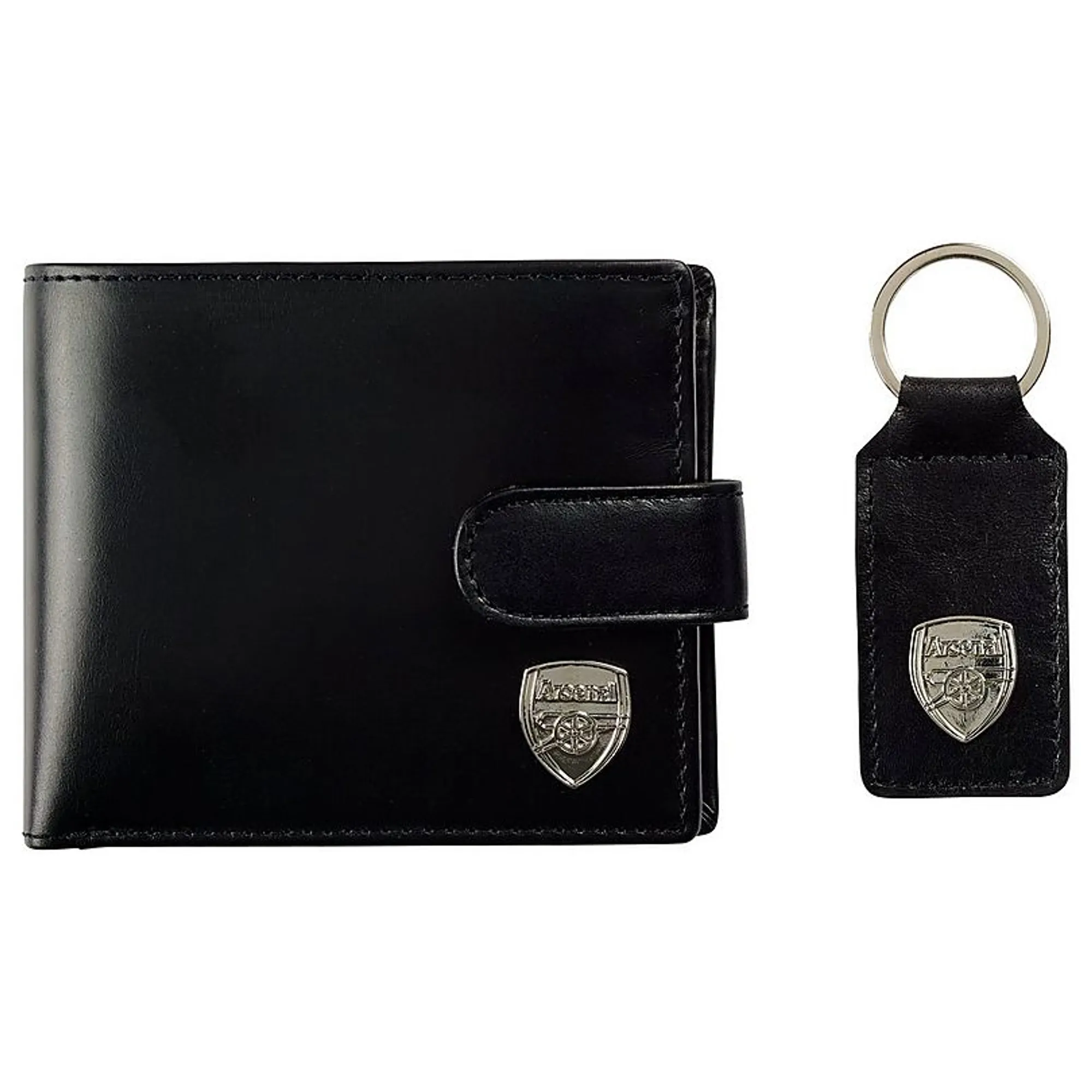 Arsenal Black Leather Wallet & Keyring Set, Black