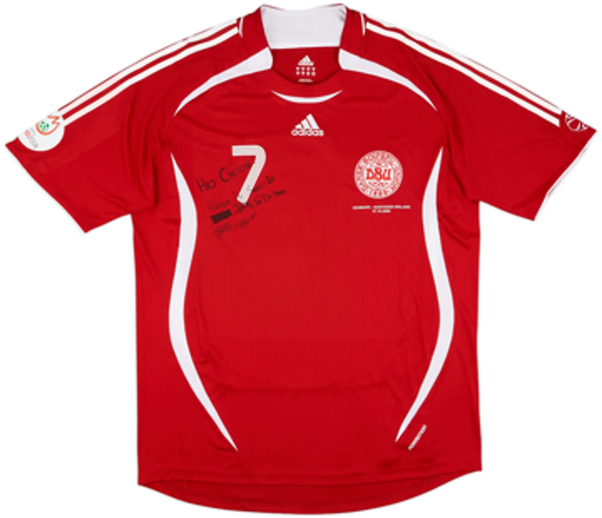 adidas Denmark Mens SS Player Issue Home Shirt 2006