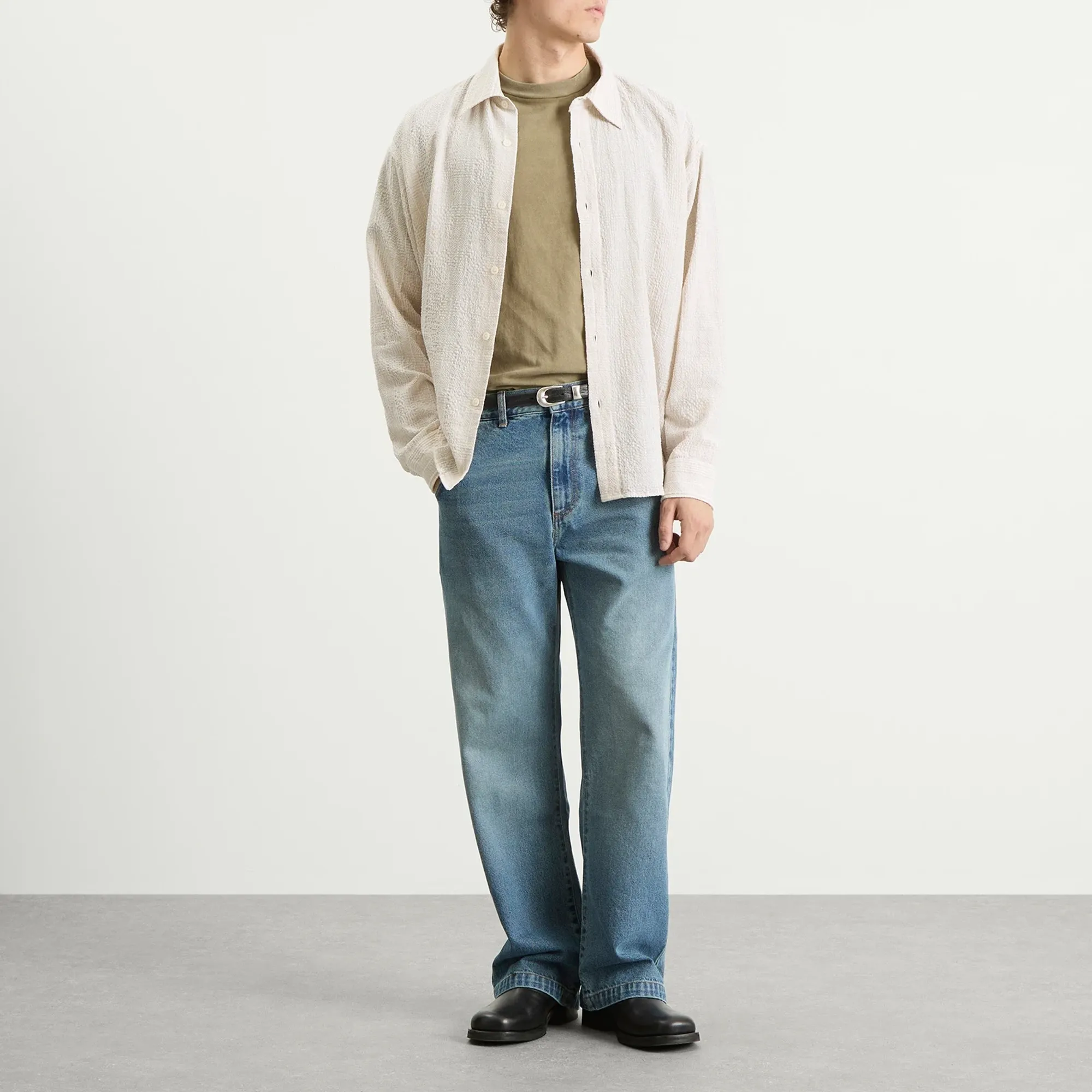 mfpen Men's Exact Shirt Dusty Seersucker Check | M325-008 | FOOTY.COM