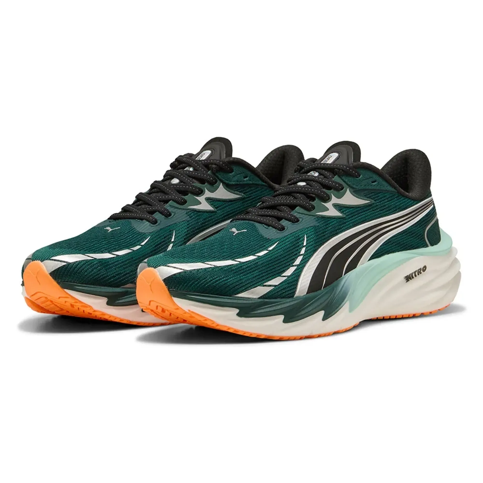 PUMA Velocity Nitroâ¢ 4 Running Shoes Men, Green Terrain/Heat Fire