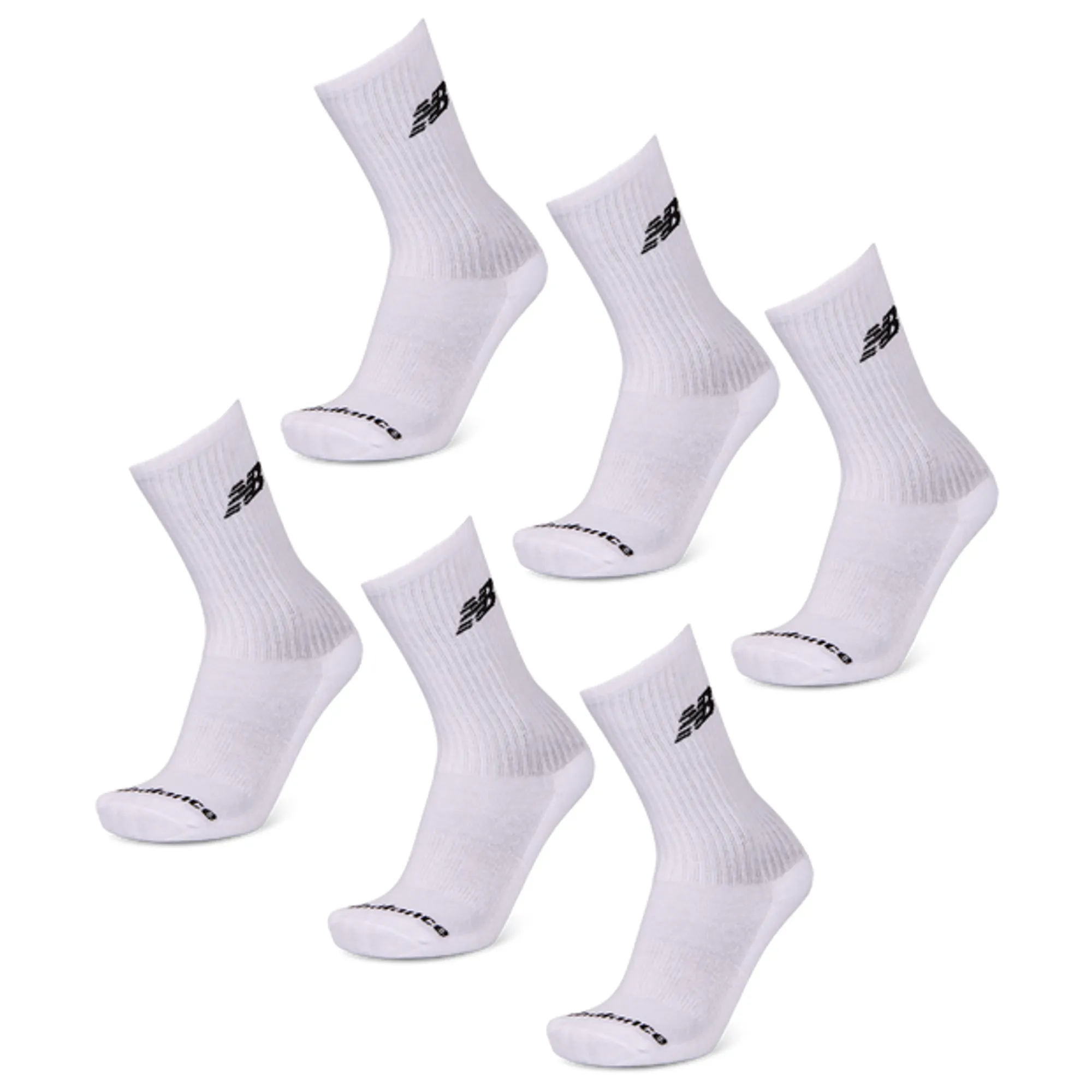 New Balance Crew 6 Pack Unisex Socks - White