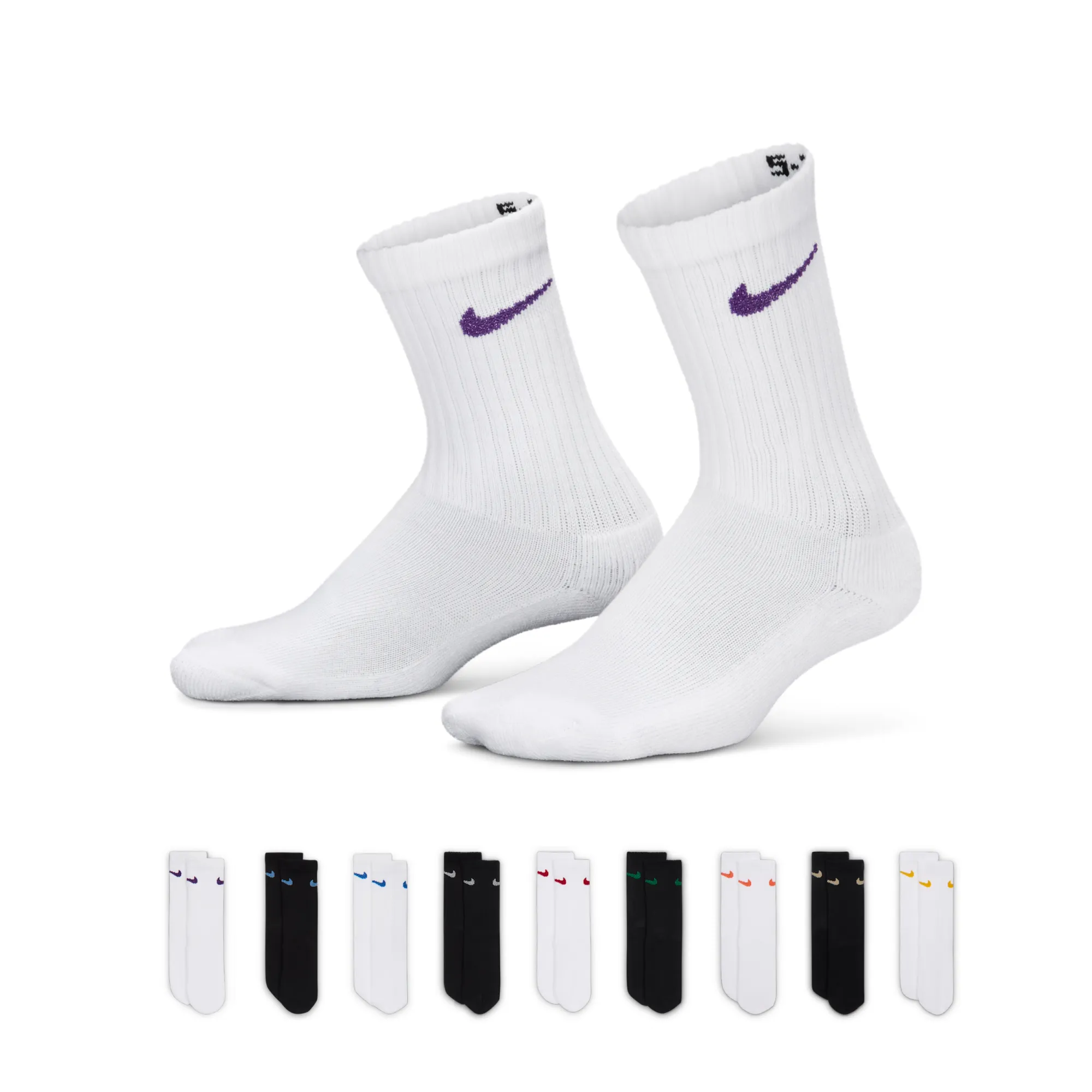 Nike Younger Kids' Holiday Crew Boxed Set (9 Pairs) - White - Polyester