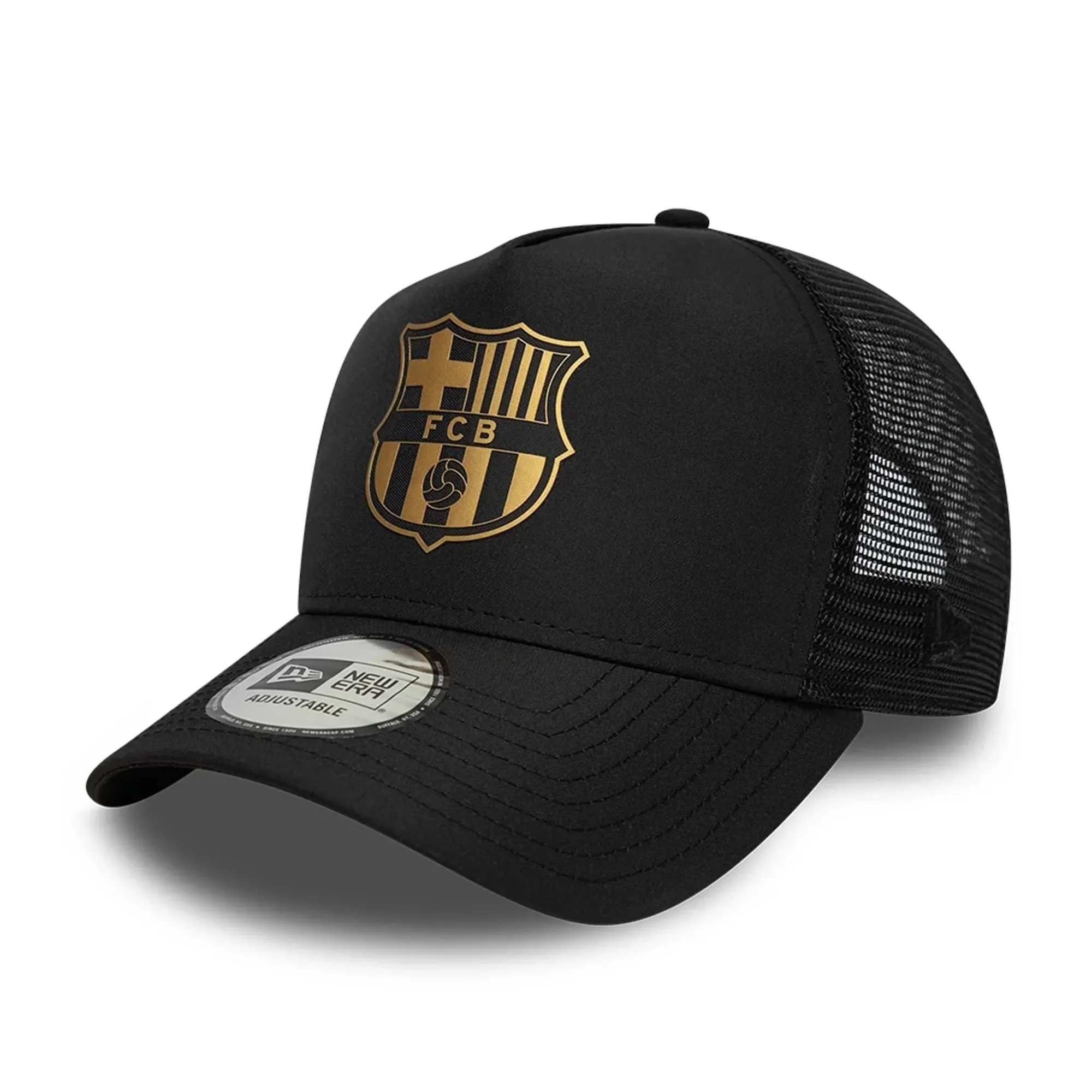 Barcelona FC Black Gold Black 9FORTY A-Frame Trucker Adjustable Cap New Era Cap adult unisex
