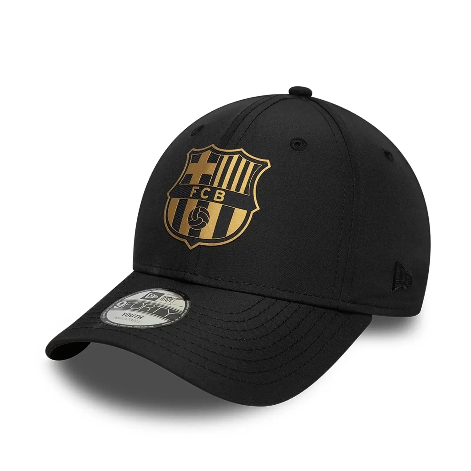 Barcelona FC Youth Black Gold Black 9FORTY Adjustable Cap New Era Cap adult unisex
