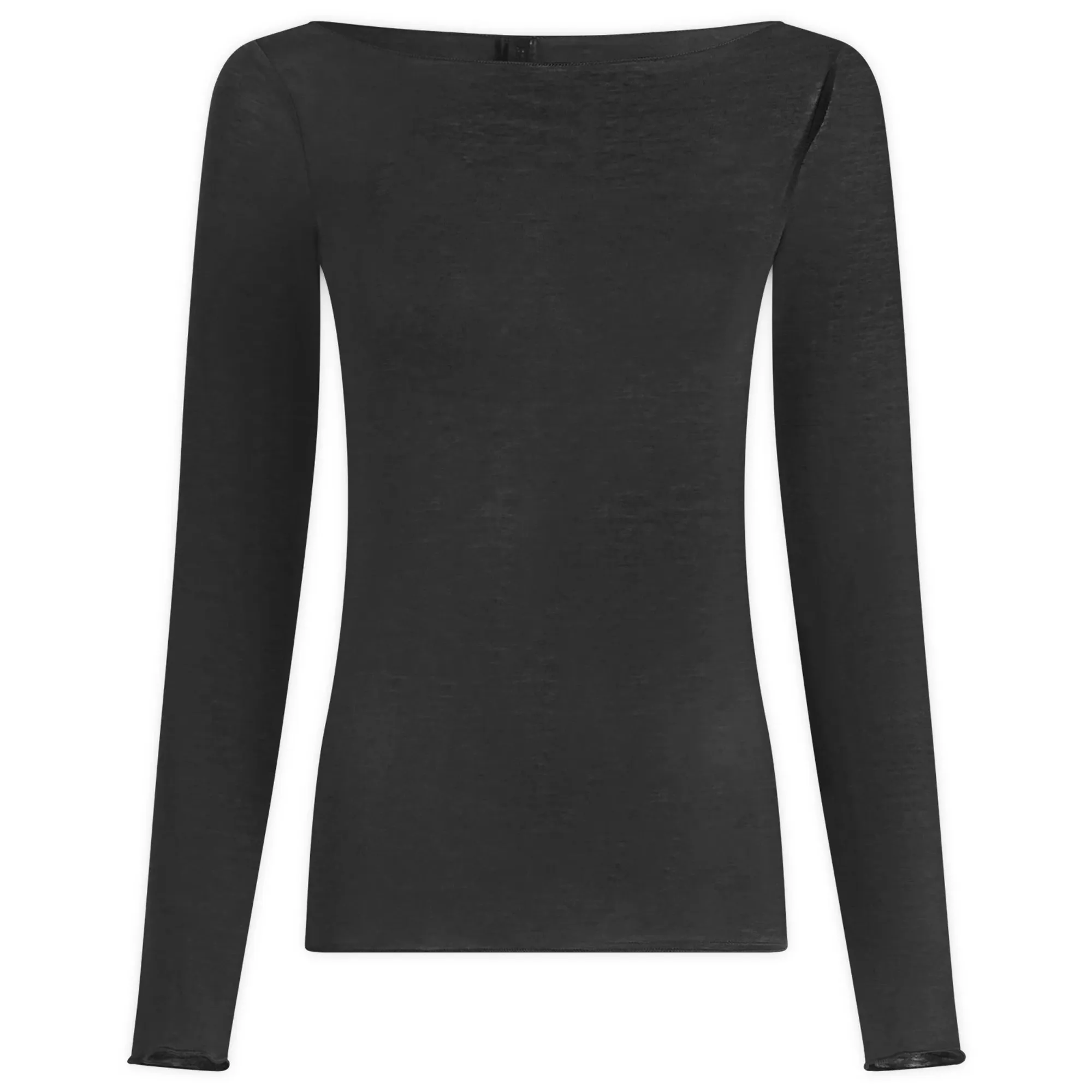 SKIMS Women's Sheer Modal Long Sleeve Wide Neck Top Onyx