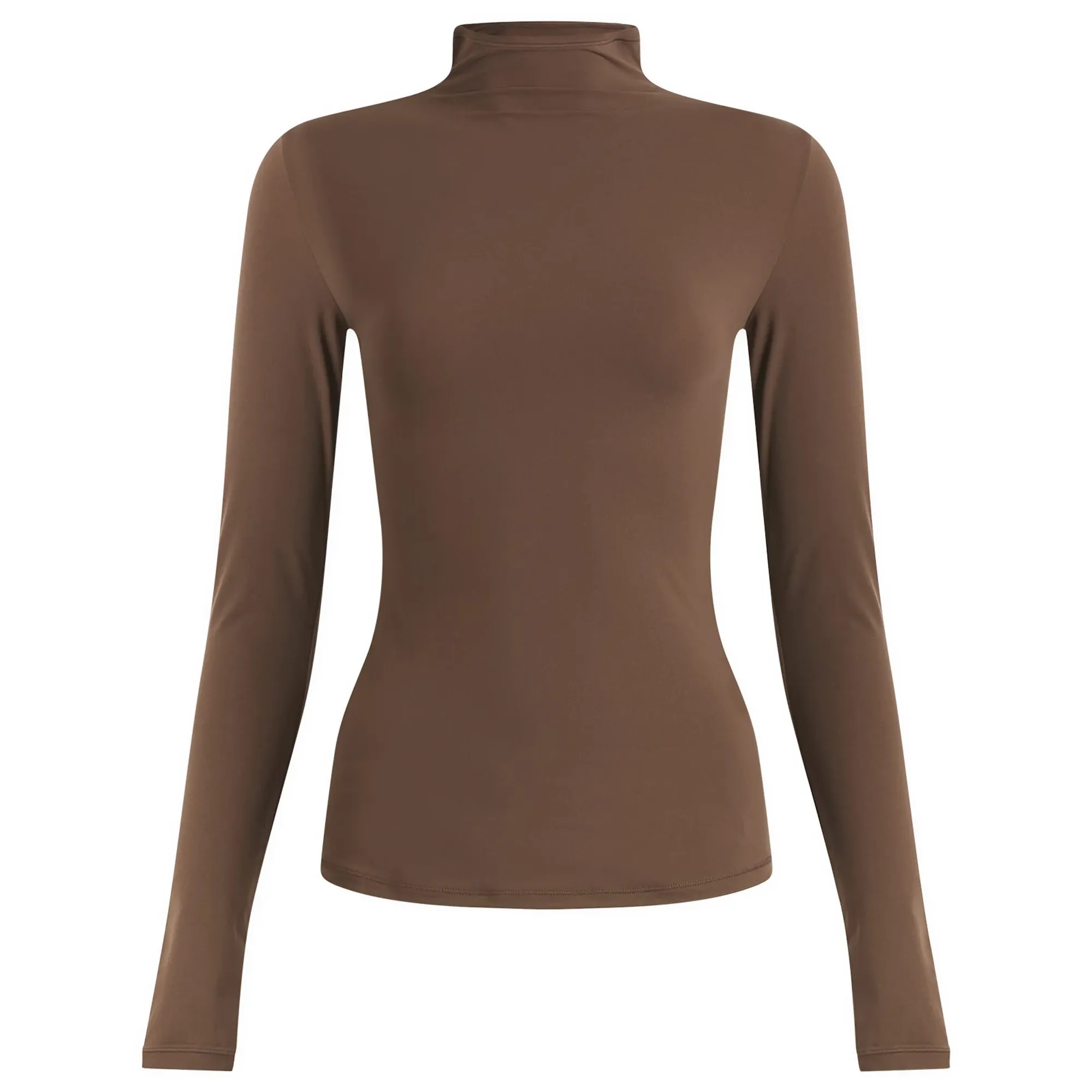 SKIMS Women's Fits Everybody Long Sleeve High Neck Top Cocoa