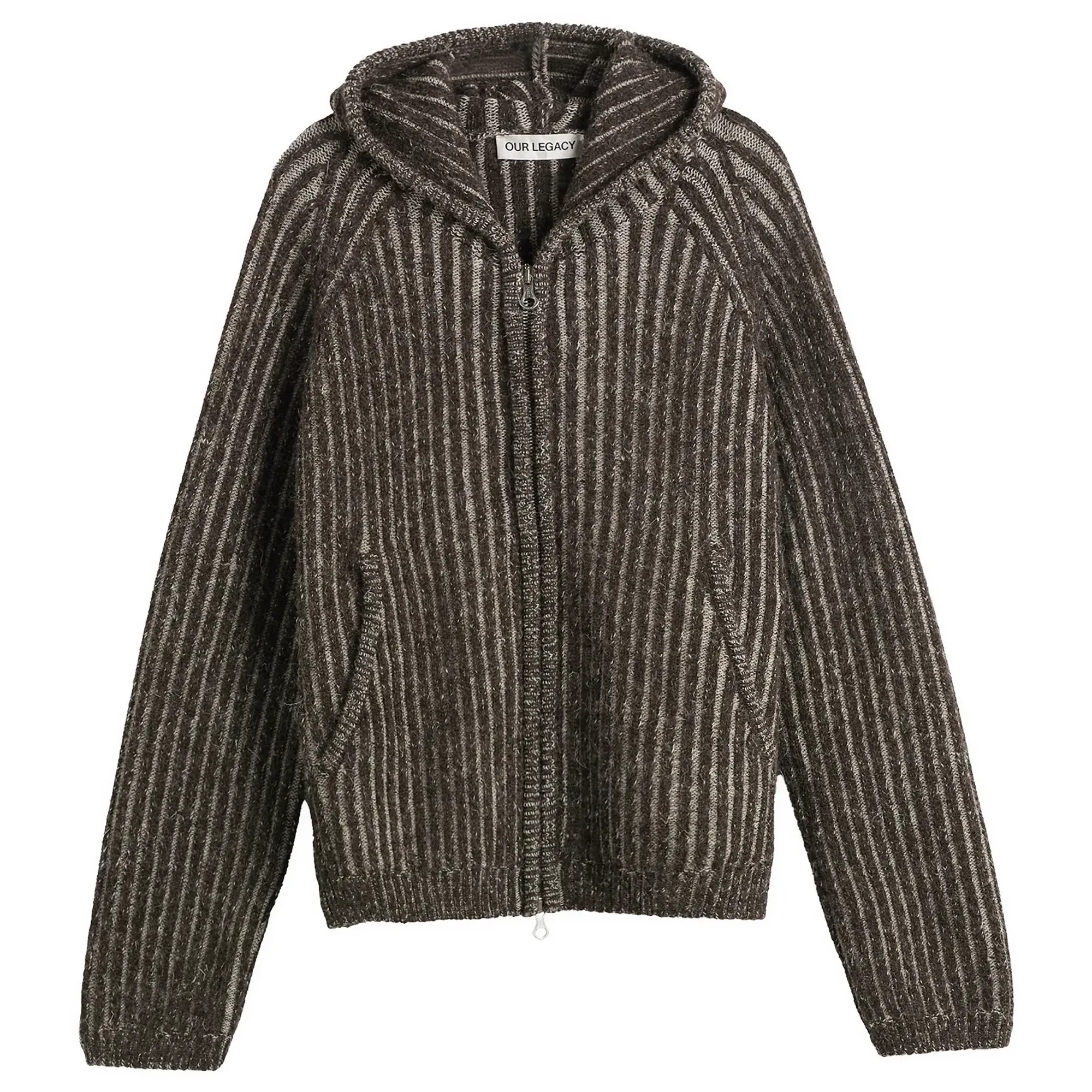 Our Legacy Men's Level Wool Hood Vanise Brown Stripe Isels Wool