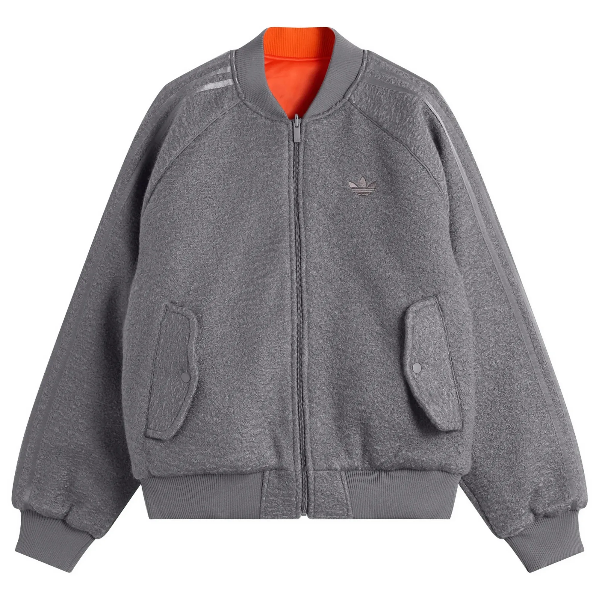 Adidas Men's Rev Bomber Jacket Grey Strata/Semi Impact Orange