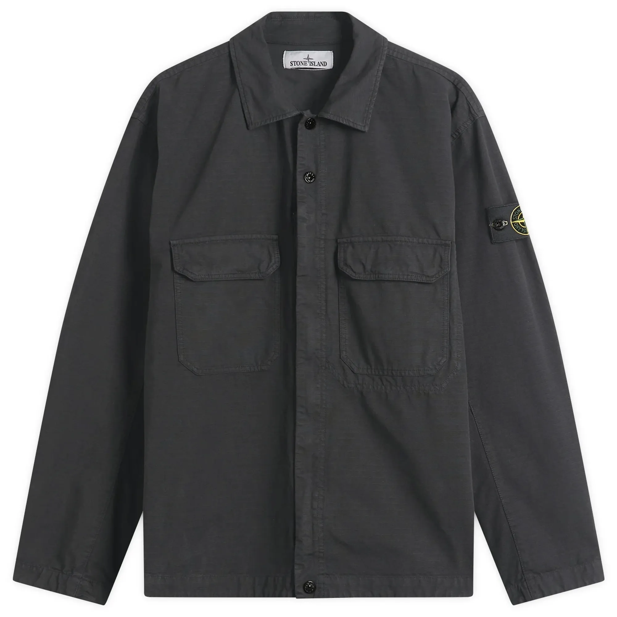 Stone Island Men's Ripstop Zip Shirt Jacket Black