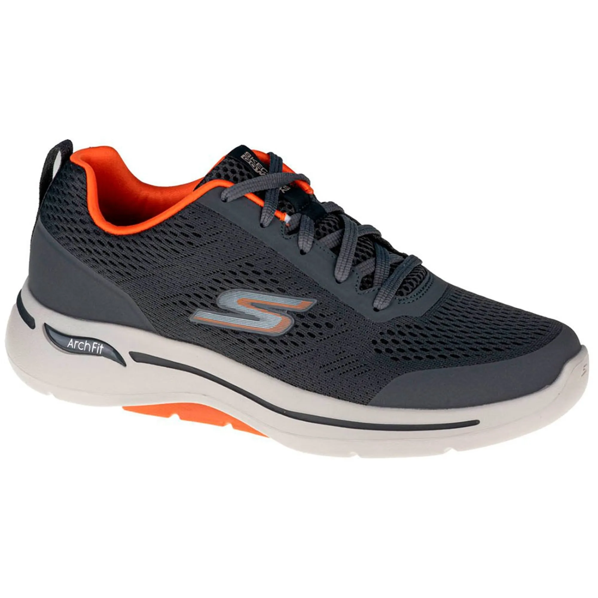 Skechers Men's GO WALK Arch Fit - Idyllic Sneaker in Charcoal/Orange