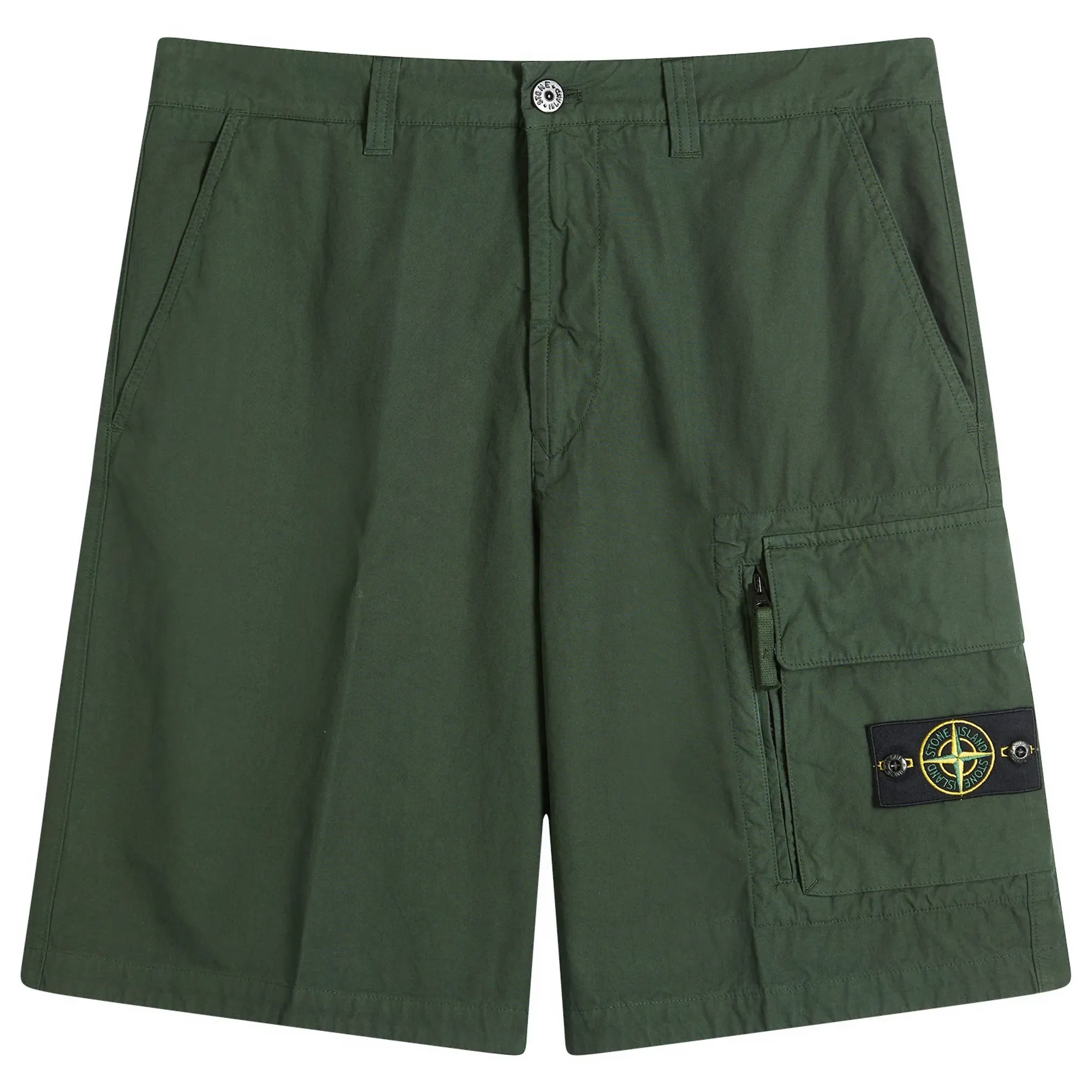 Stone Island Men's Canvas Weave Cotton Cargo Shorts Dark Green