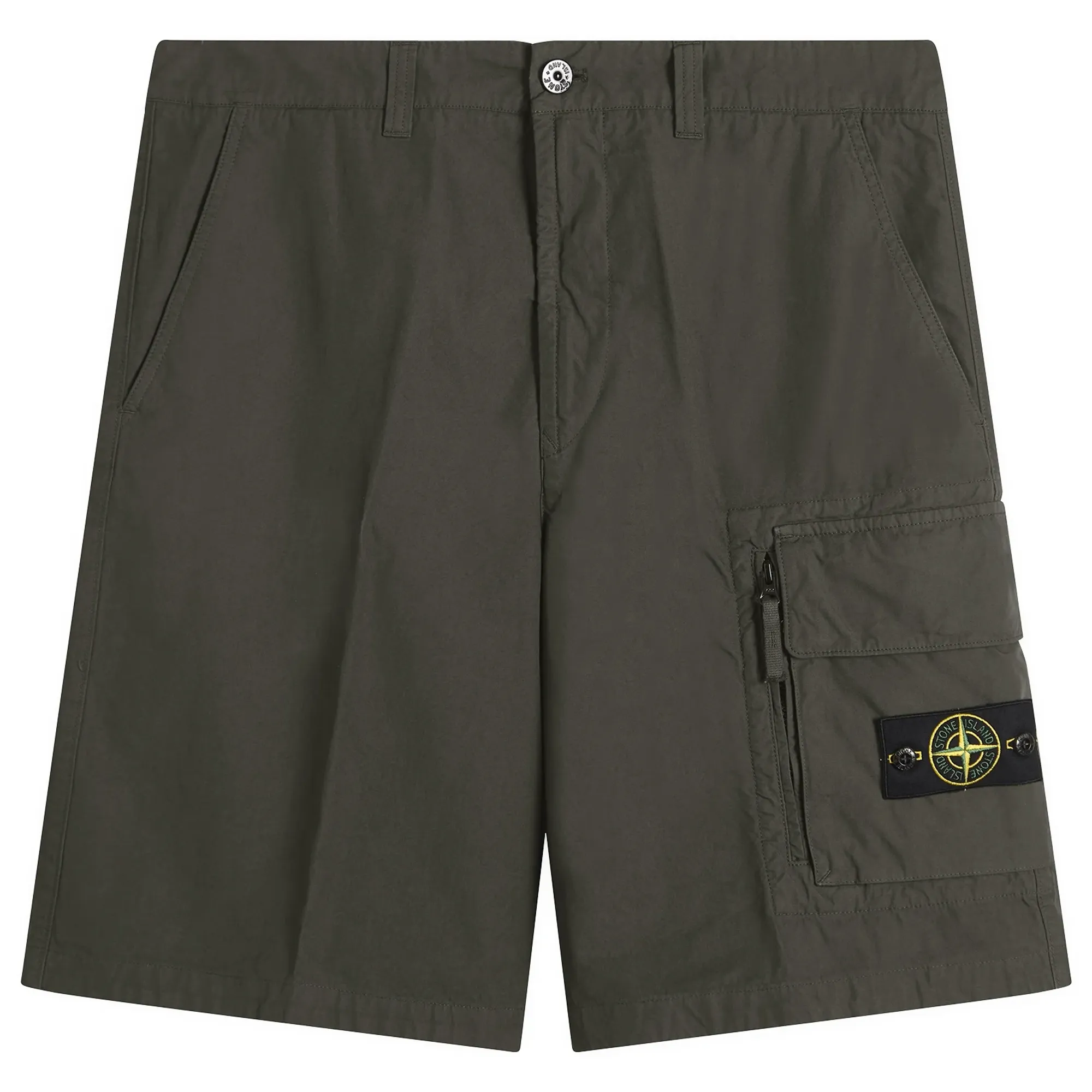 Stone Island Men's Canvas Weave Cotton Cargo Shorts Lead Grey