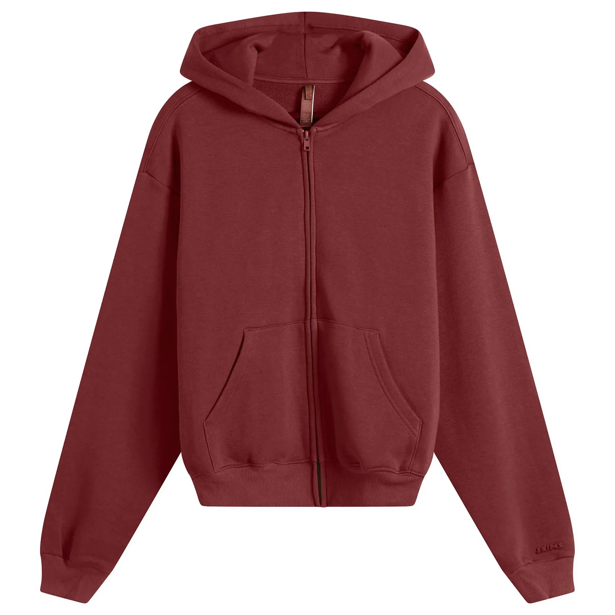 SKIMS Women's Cotton Fleece Classic Zip Up Hoodie Merlot