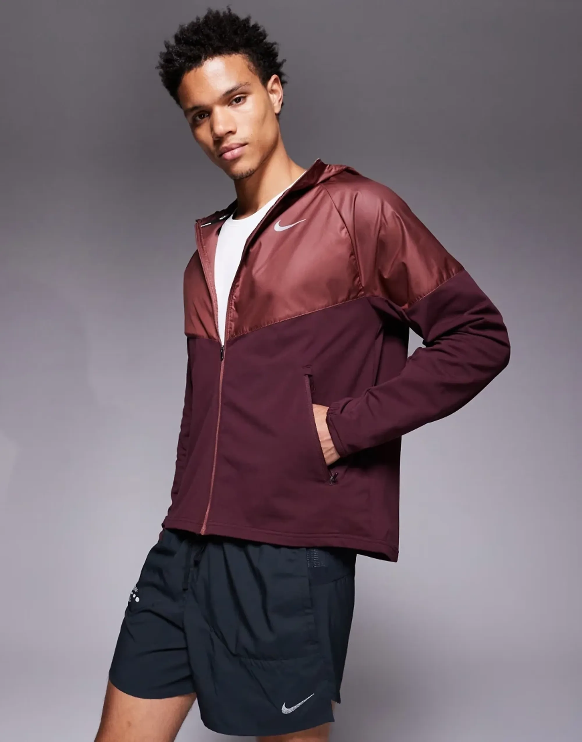 Nike Miler Running Jacket Men - Dark Red, Bronze