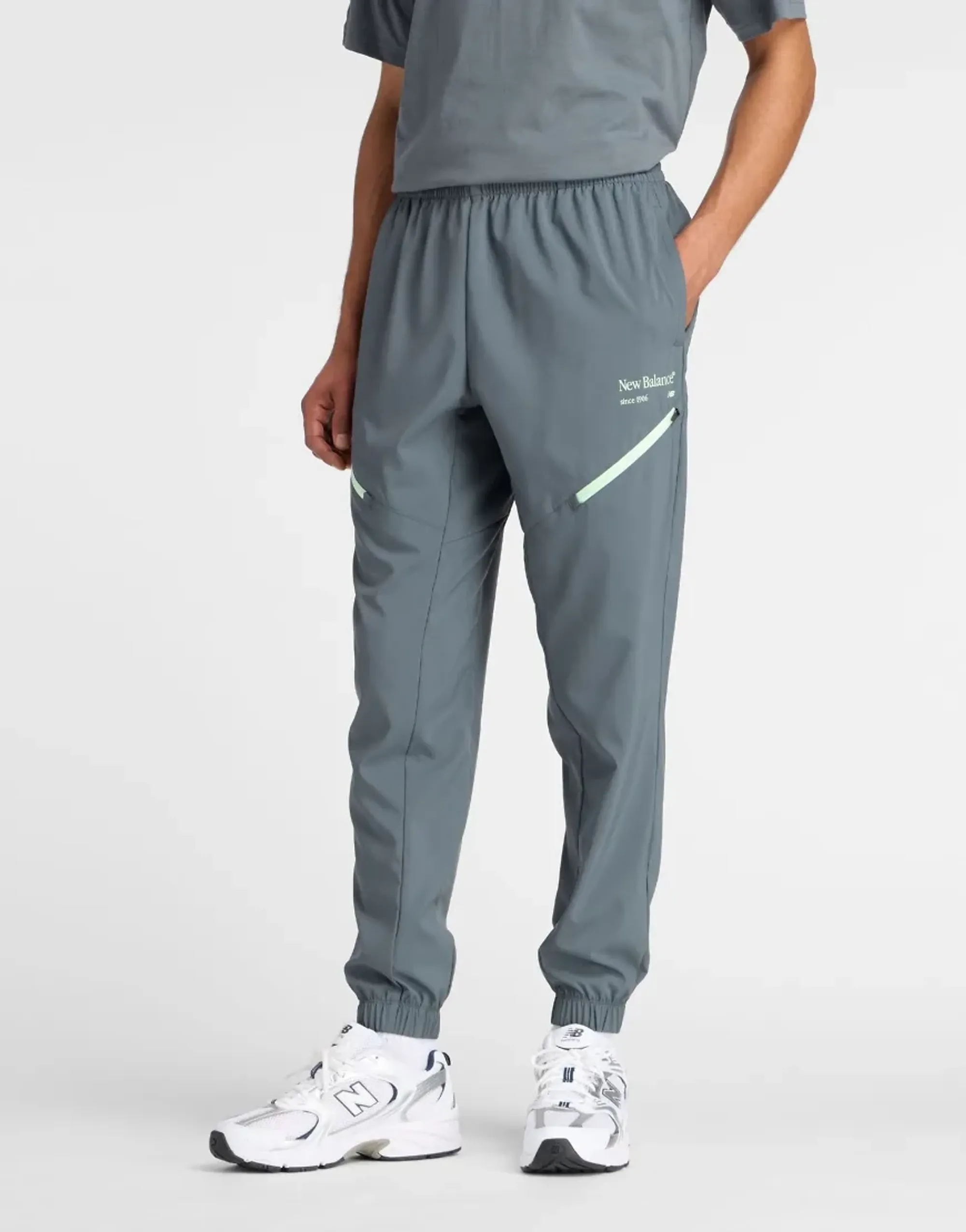 New Balance Men's Reimagined Woven Jogger in Grey Polywoven