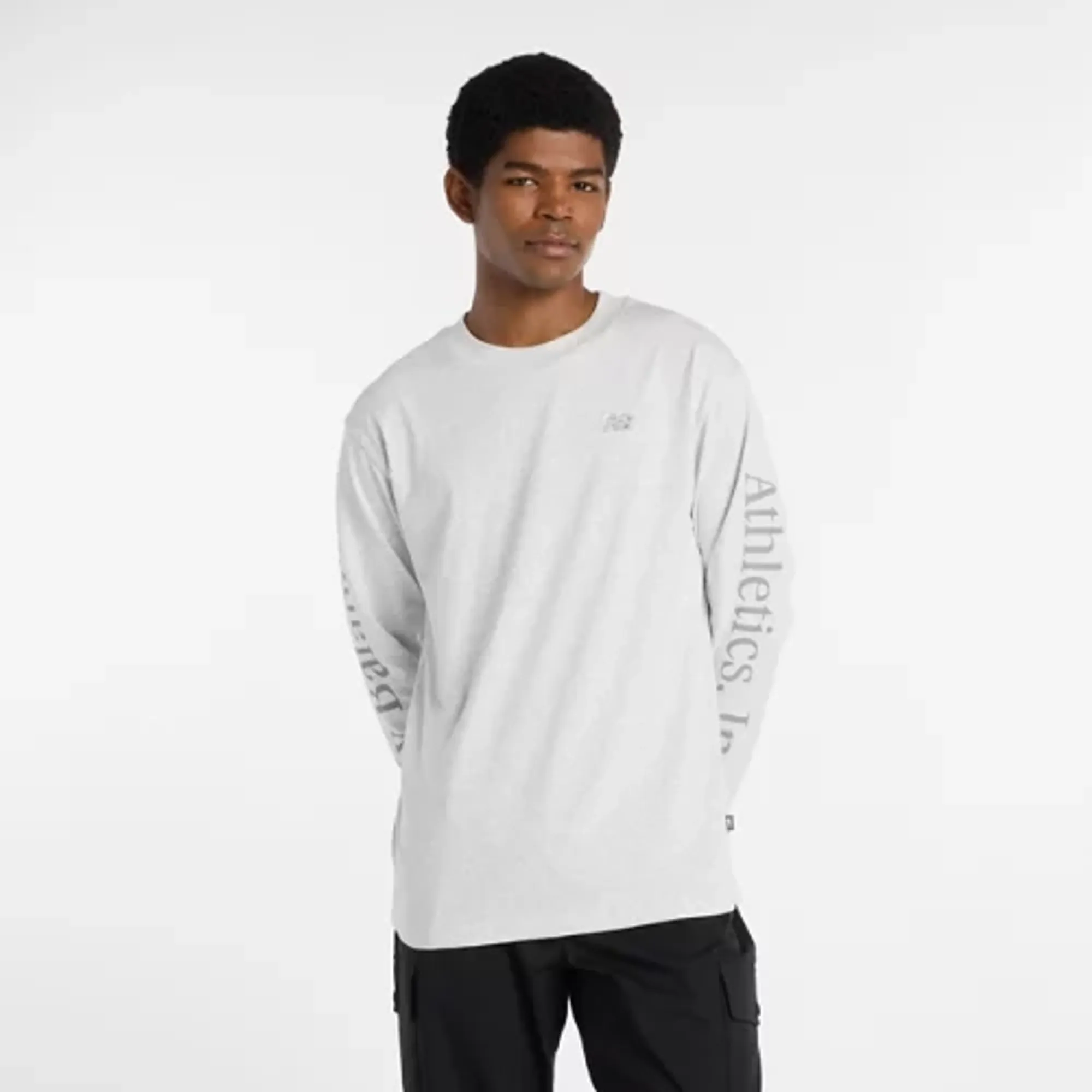 New Balance Men's Athletics Classic Long Sleeve in Grey Cotton