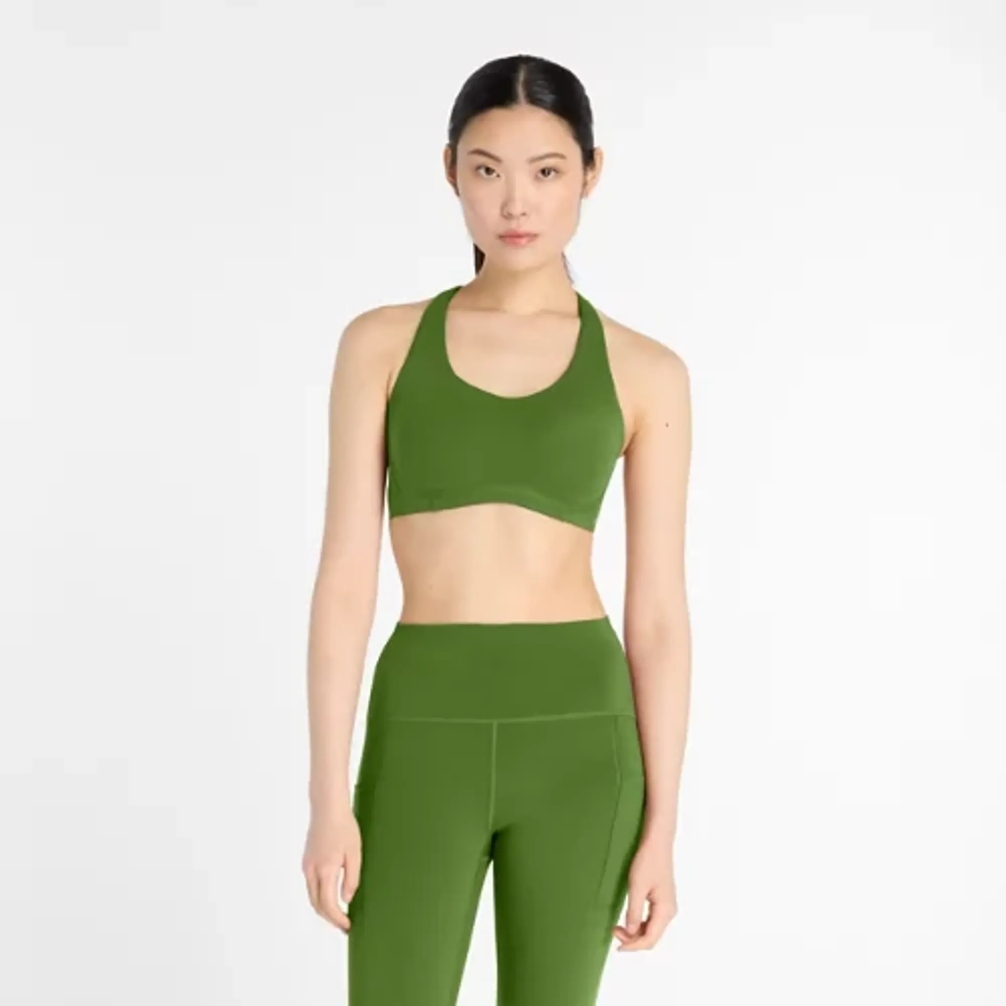 New Balance Women's NB RC Bra in Green Poly Knit