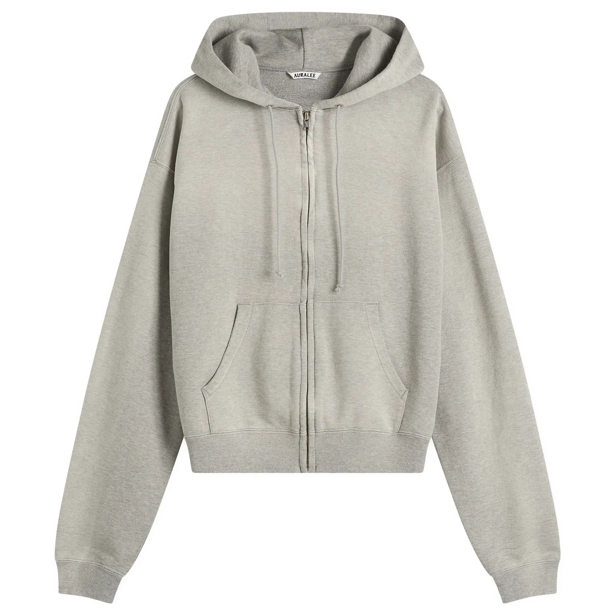 Auralee Men's Zip Up Pima Hoodie Top Gray