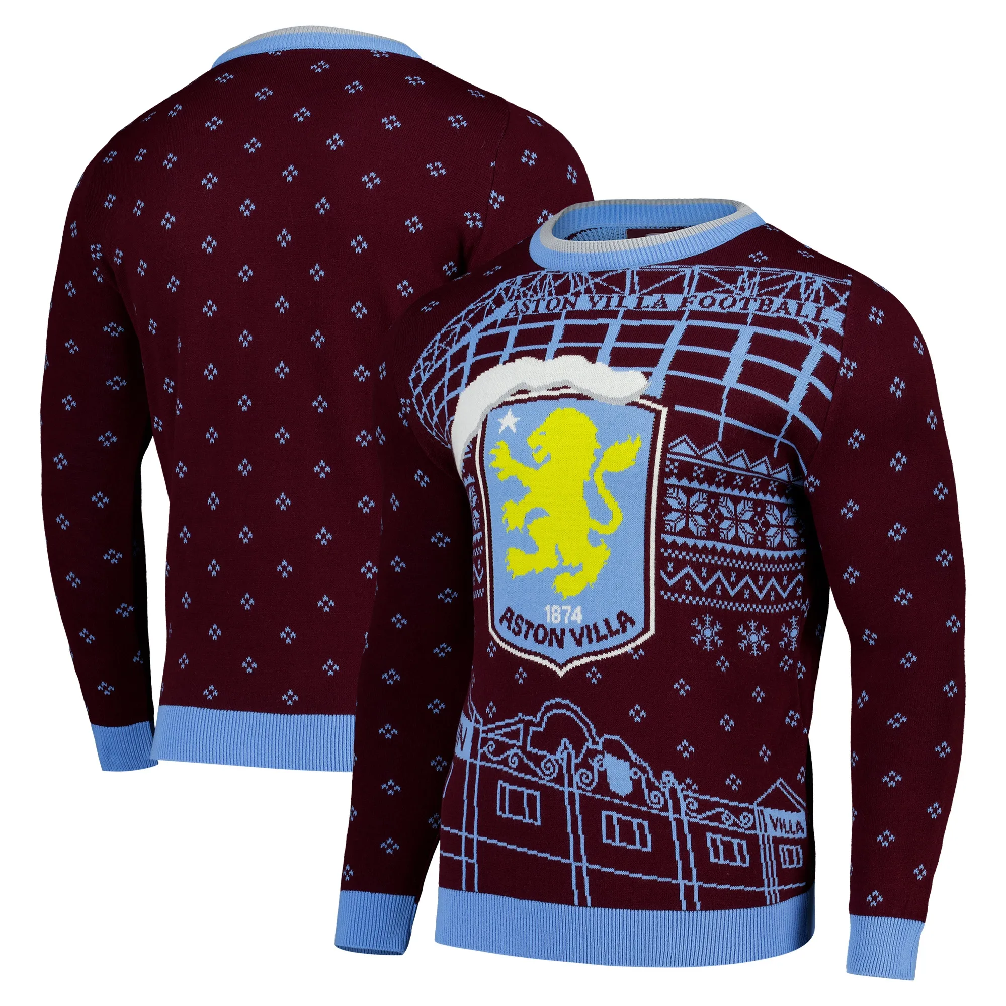 Aston Villa North Pole Stadium Christmas Jumper - Claret - Unisex