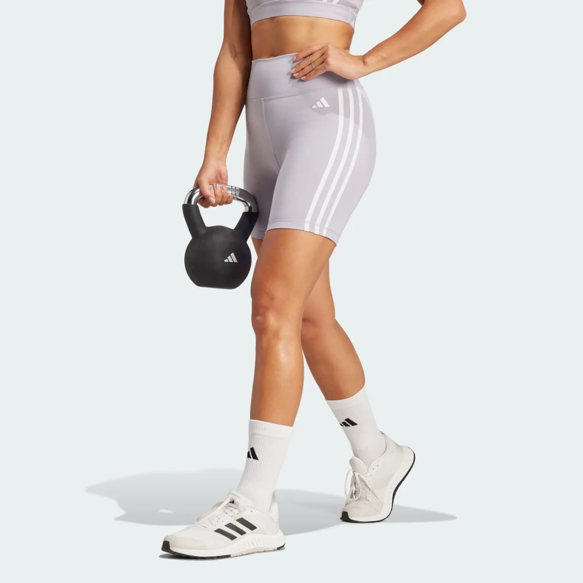 adidas Training Essentials 3-Stripes High-Waisted Short Leggings