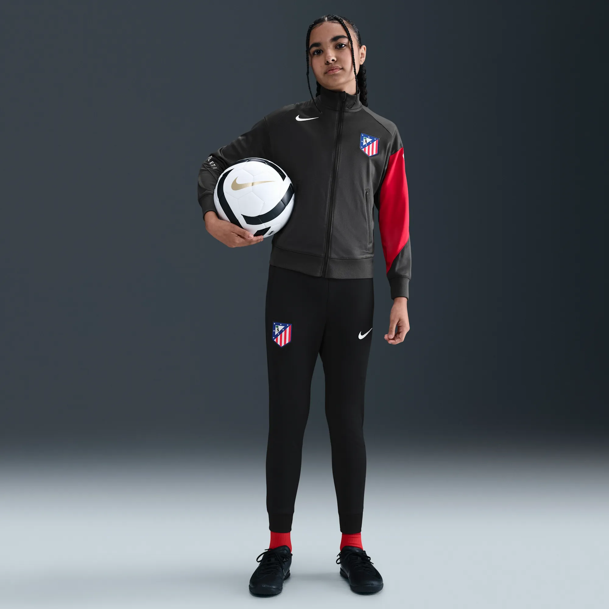 Atlético Madrid Strike Third Older Kids' Nike Dri-FIT Total 90 Football Knit Tracksuit - Grey - Polyester