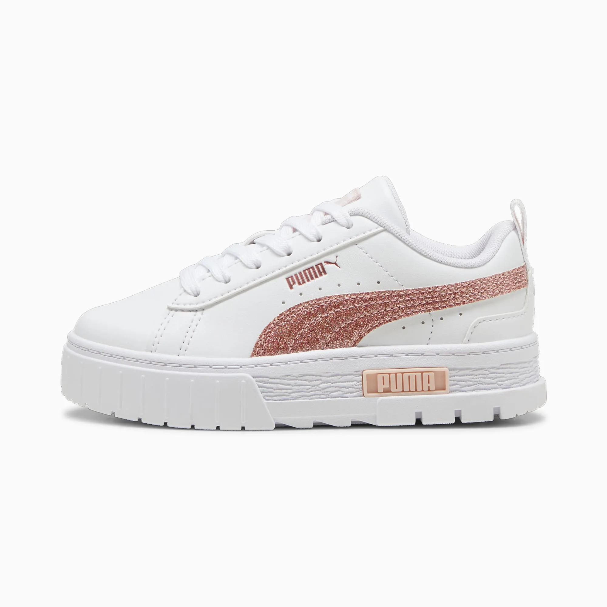 PUMA Mayze Glitter Sneakers Kids, White/Rose Gold, size 1