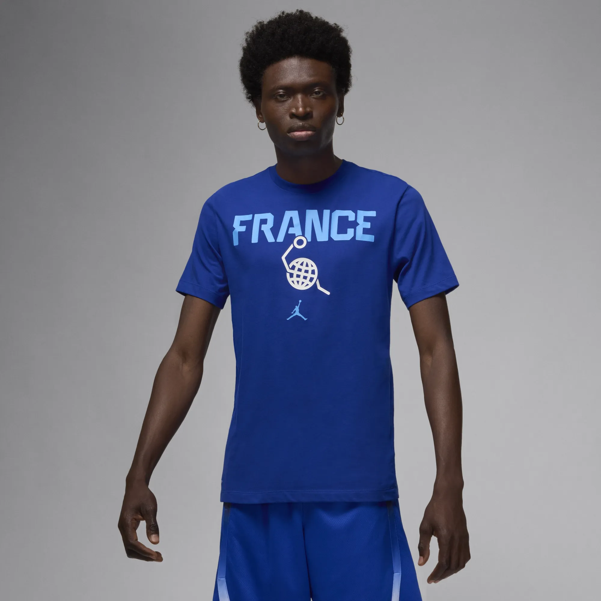 France Men's Nike Basketball T-Shirt - Blue - Cotton/Polyester