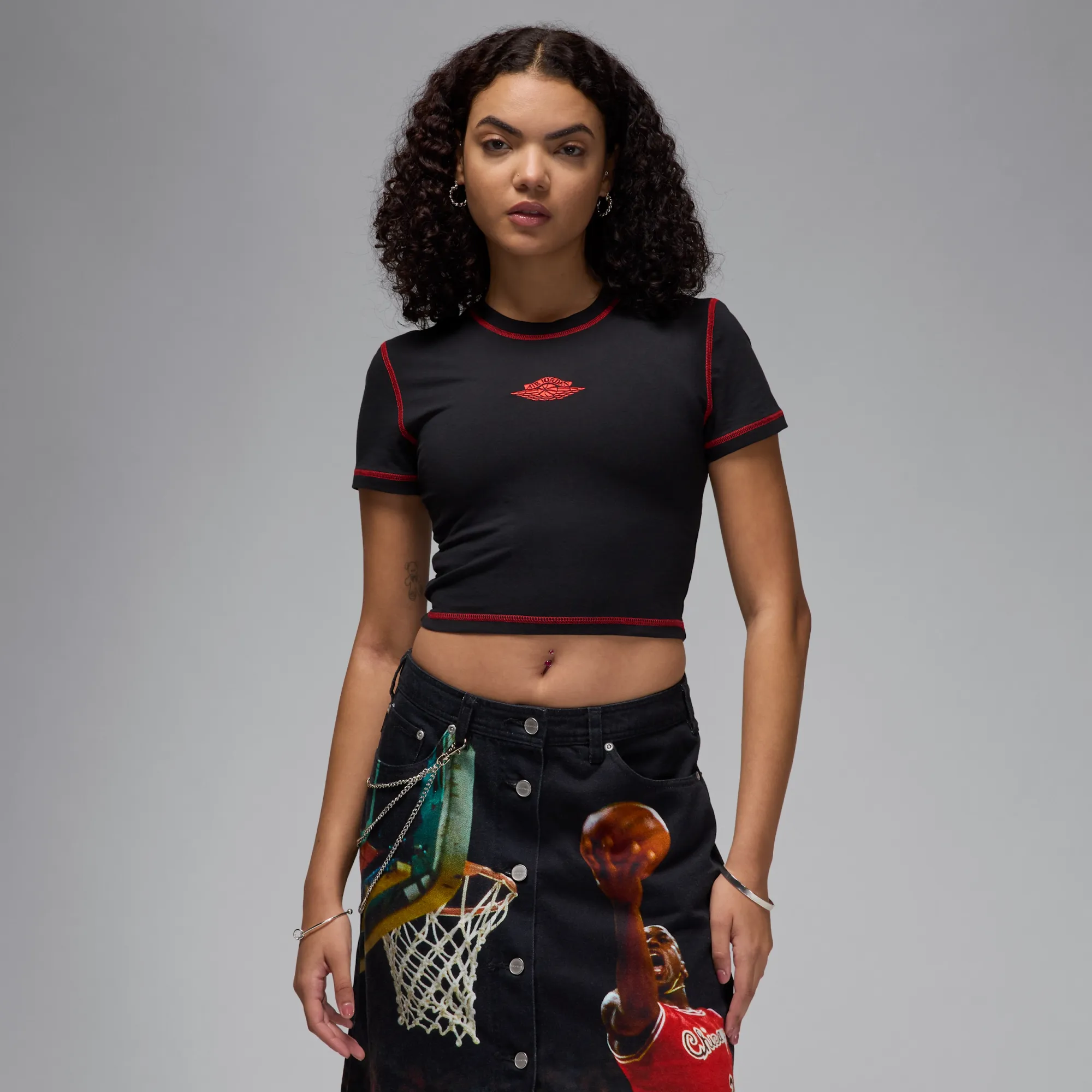 Nike Jordan Rare Air Women's Cropped Short-Sleeve T-Shirt - Black - Modal/Cotton/Elastane