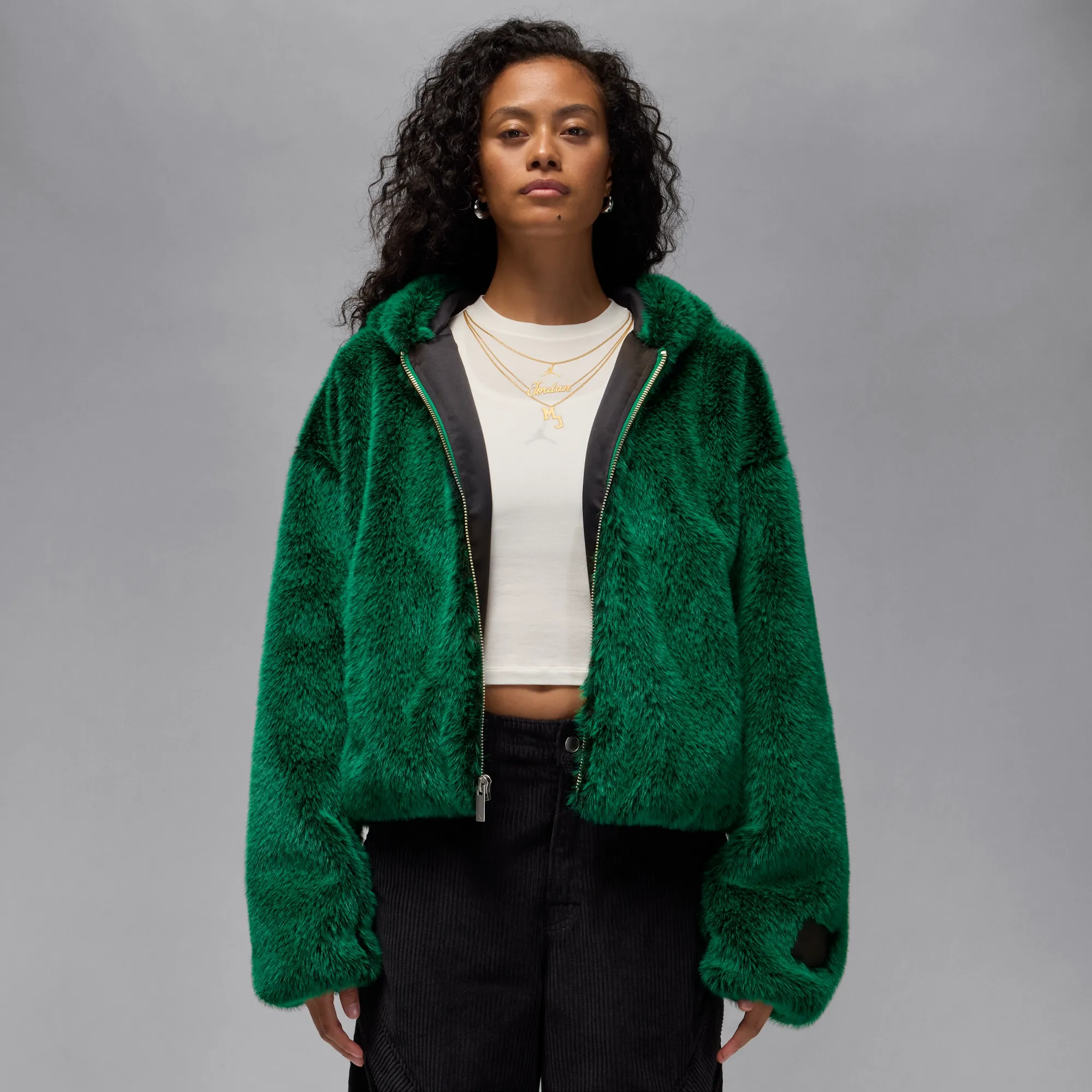 Nike Air Jordan Women's Hooded Jacket - Green - Polyester