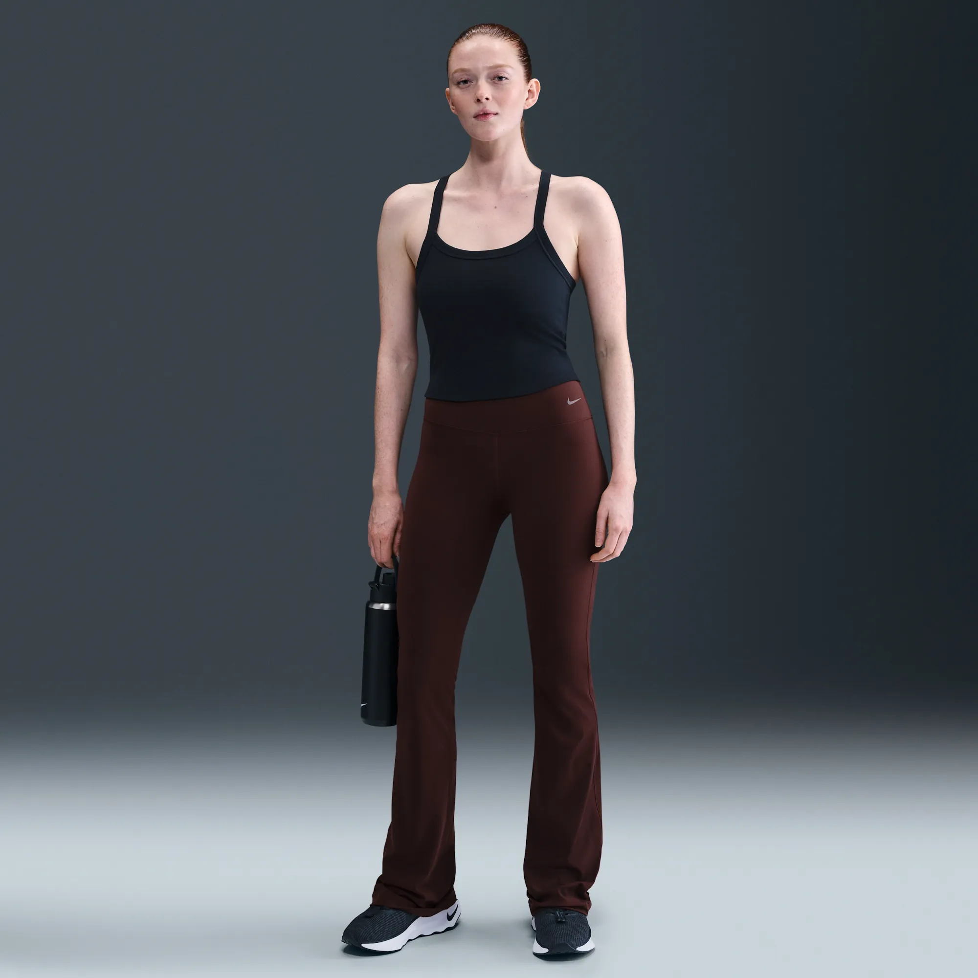 Nike Zenvy Women's High-Waisted Flared Leggings - Red - Nylon/Elastane